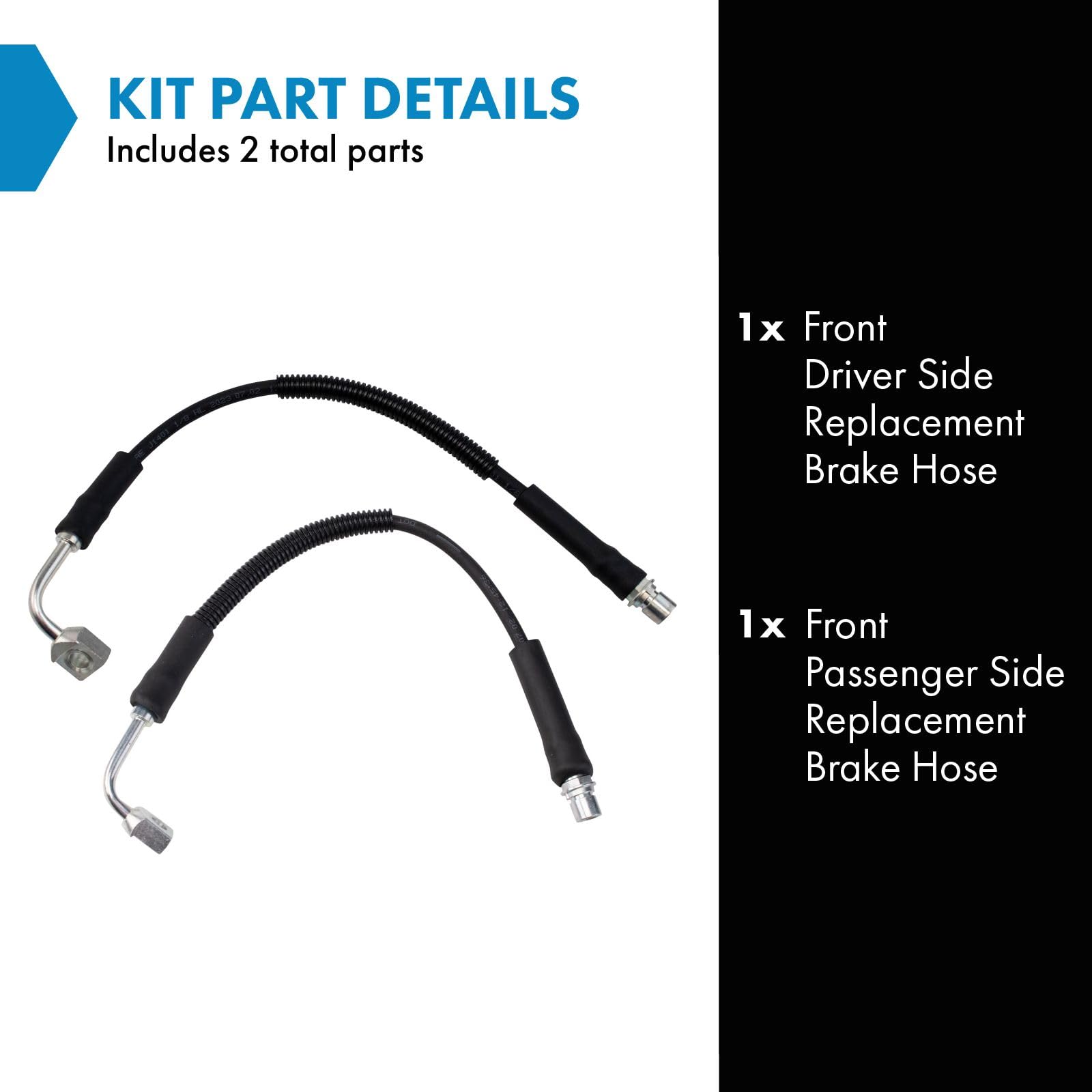Trq Front Brake Hose Set Compatible With 2003-2007 Cadillac Cts