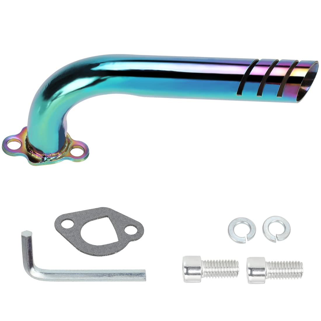 Fvrito Colorful Upgrade Header Exhaust Pipe Kit For Non Hemi Predator 212Cc 196Cc 6.5Hp Gx160 Gx200 Coleman Ct200U Bt200X Ct200U-Ex Kt196 Baja Warrior Mb200 Clone Go Kart Mini Bike Performance Parts