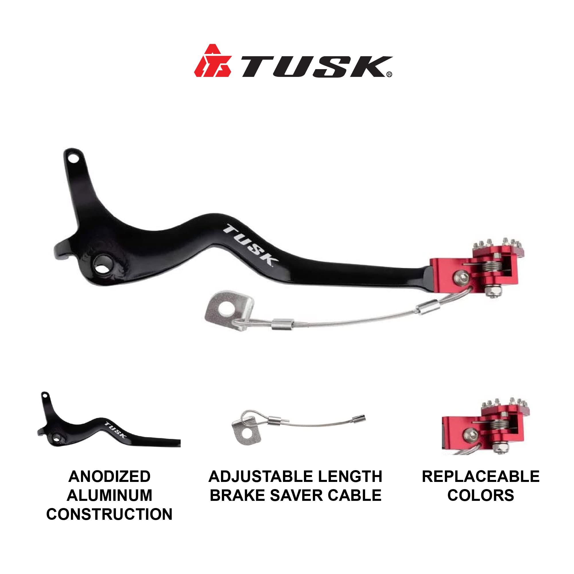 Tusk Aluminum Brake Pedal Red Tip - Fits: Honda Crf150F 2006-2009,2012-2016