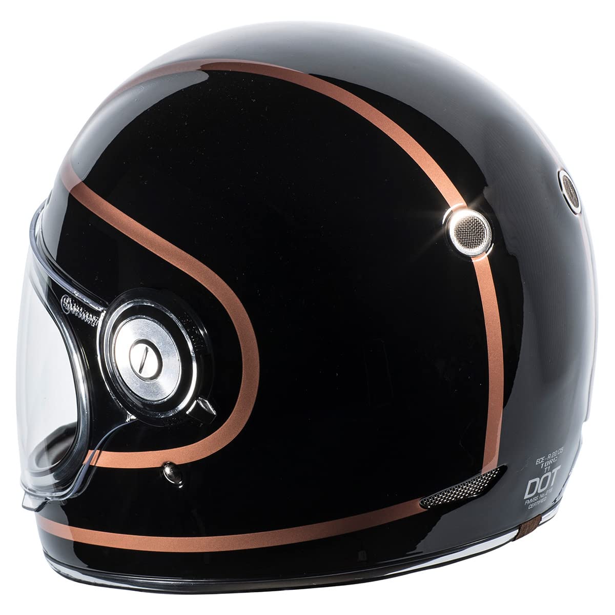 Torc T1 Unisex-Adult Retro Full-Face-Helmet-Style Motorcycle (Copper Pin Gloss Black, Xx-Large)
