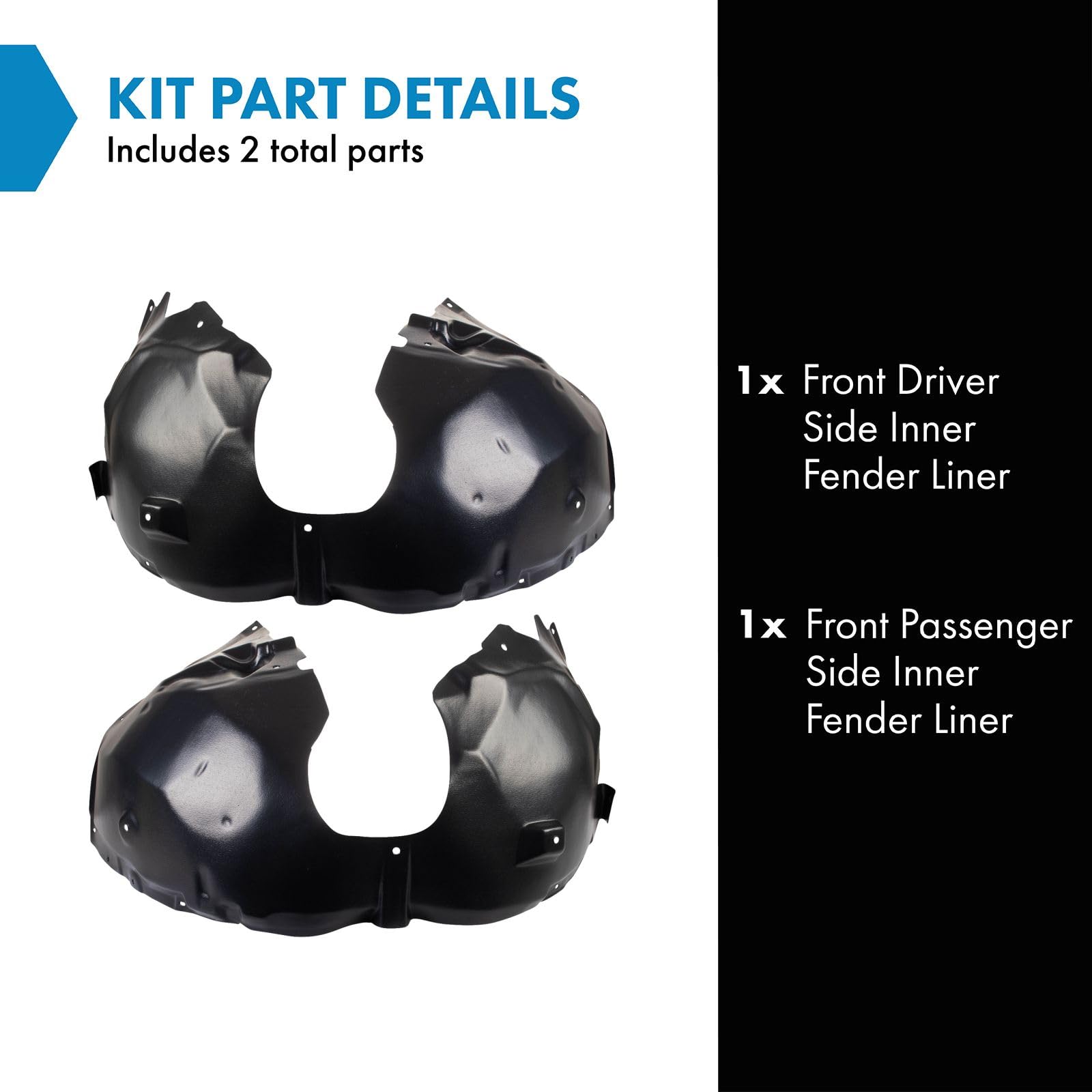 Trq Front Inner Fender Liner Set Compatible With 2017-2022 Chrysler Pacifica 2020-2022 Voyager Ch1248190 Ch1249190