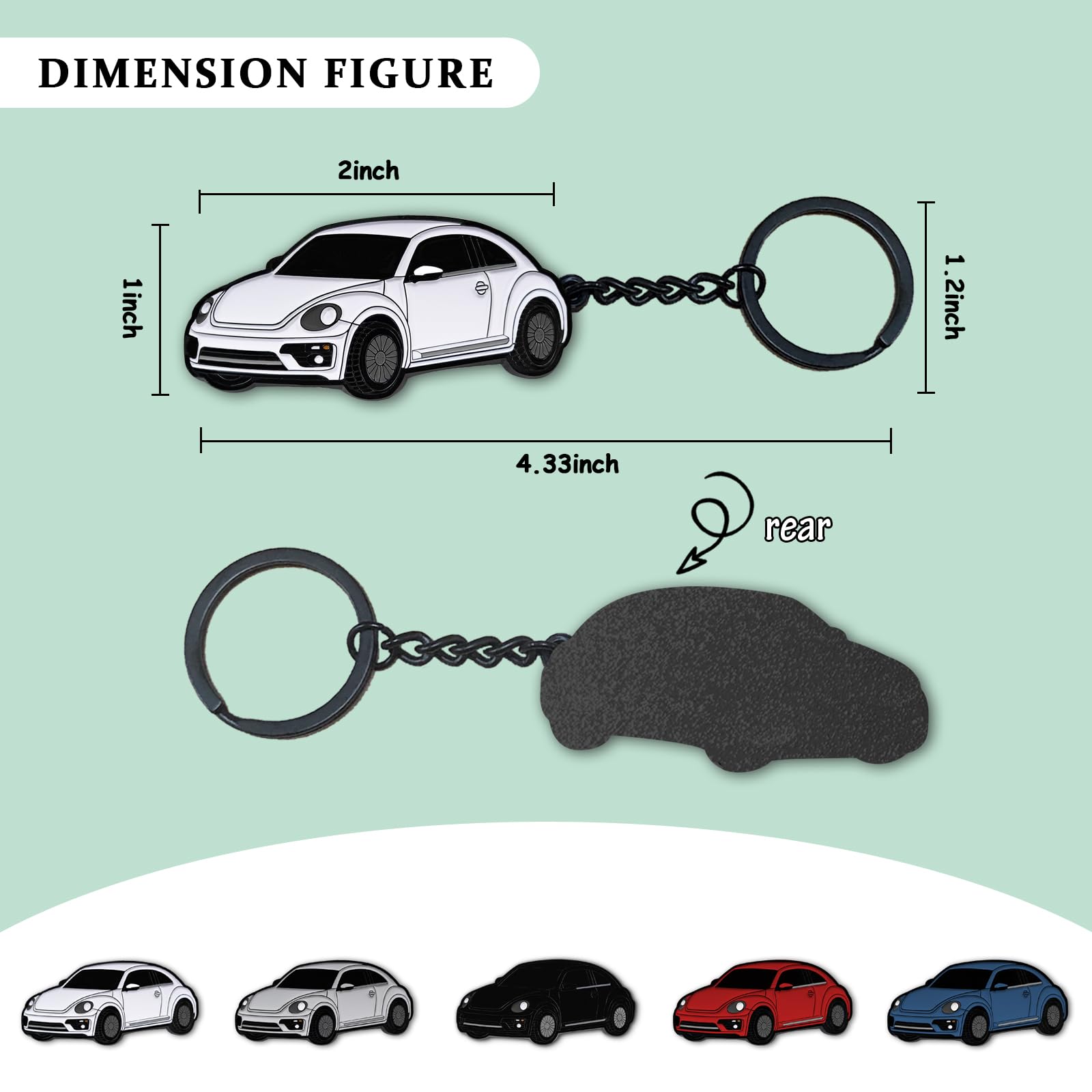 Glahorse For Volkswagen New Beetle Keychain，For Volkswagen New Beetle Accessories 2005-2022，Metal Keychain (White)