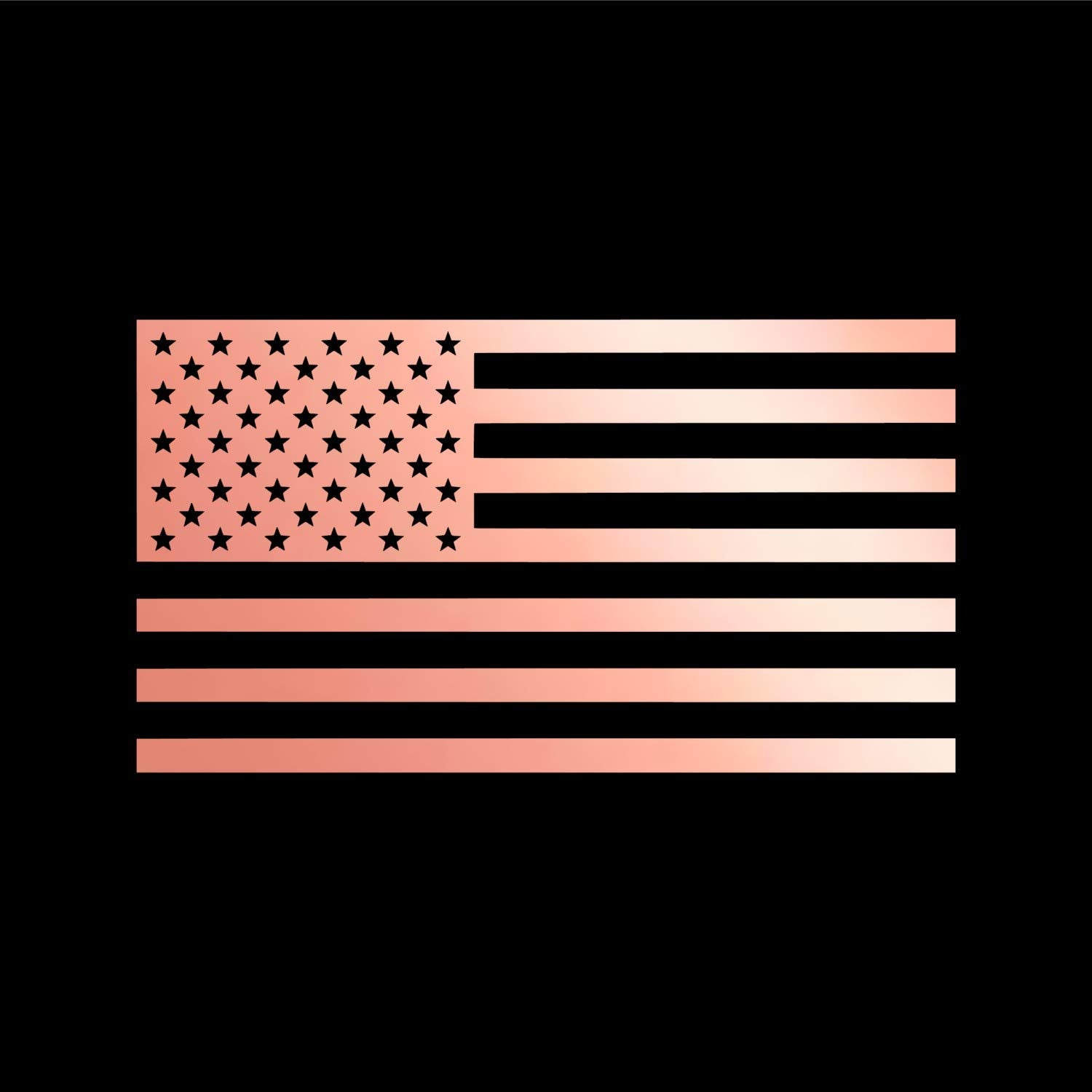 American Us Flag [Pick Color/Size] Vinyl Decal Sticker For Laptop/Car/Truck/Window/Bumper (10In X 5.5In, Metallic Rose Gold)