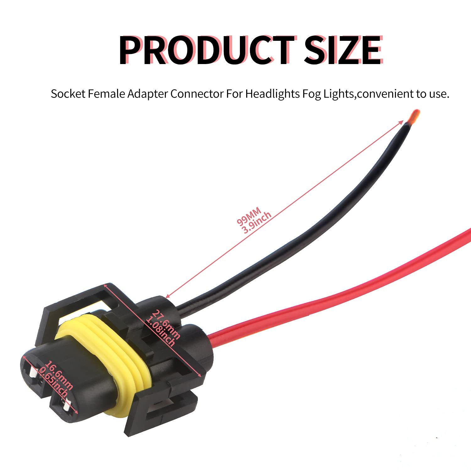H8 H11 880 881 Male Socket Adapter Connector Wiring Harness&Female Adapter Wiring Harness Sockets Wire Compatible With Headlights Or Fog Lights 2Set
