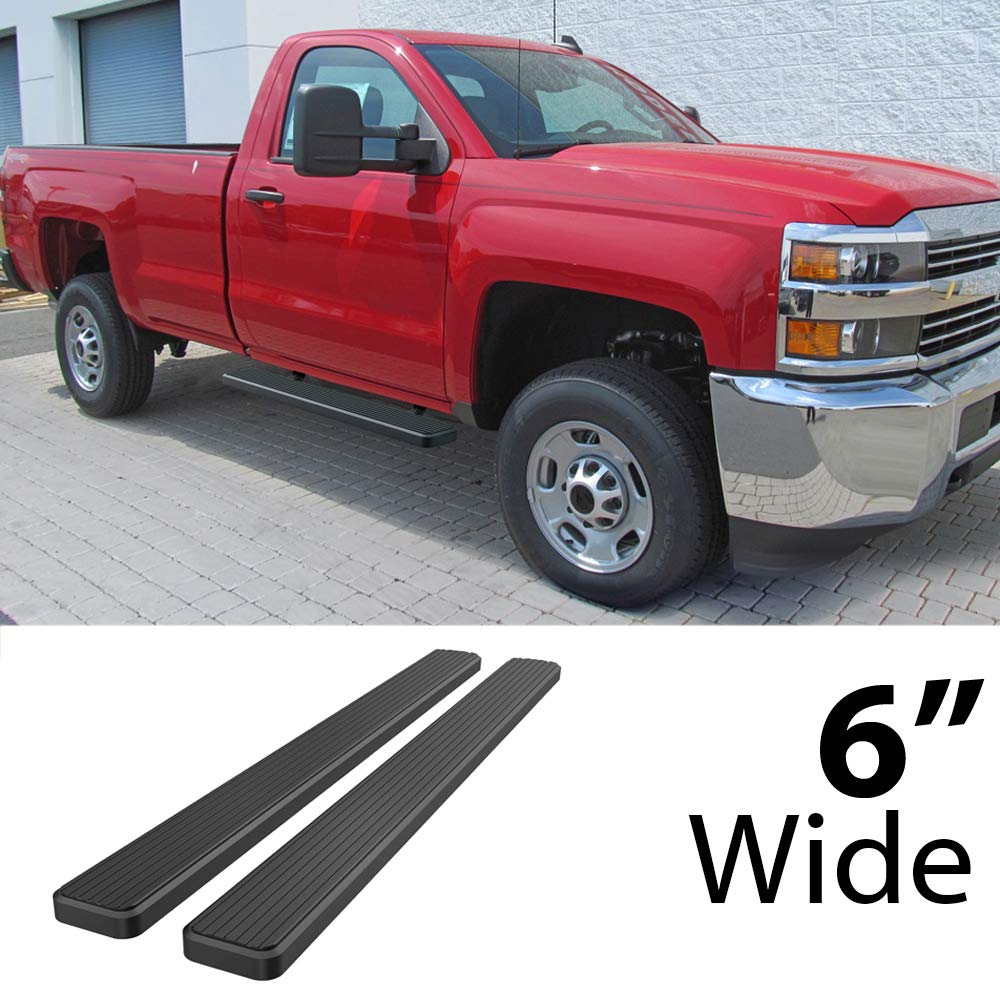 APS Running Boards Side Bars Side Steps Compatible with Chevy Silverado GMC Sierra 2007-2018 Regular Cab & 2500 3500 2019 (Exclu