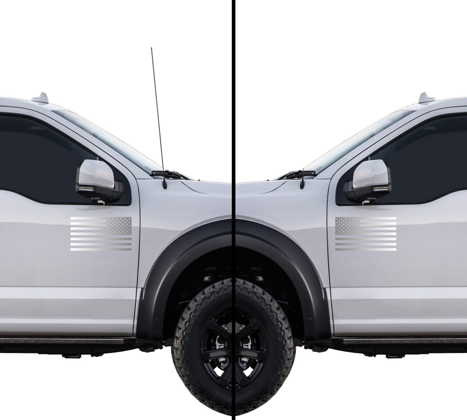 American Us Flag [Pick Color/Size] Vinyl Decal Sticker For Laptop/Car/Truck/Window/Bumper (3.5In Subdued Pair, Gloss Metallic Si