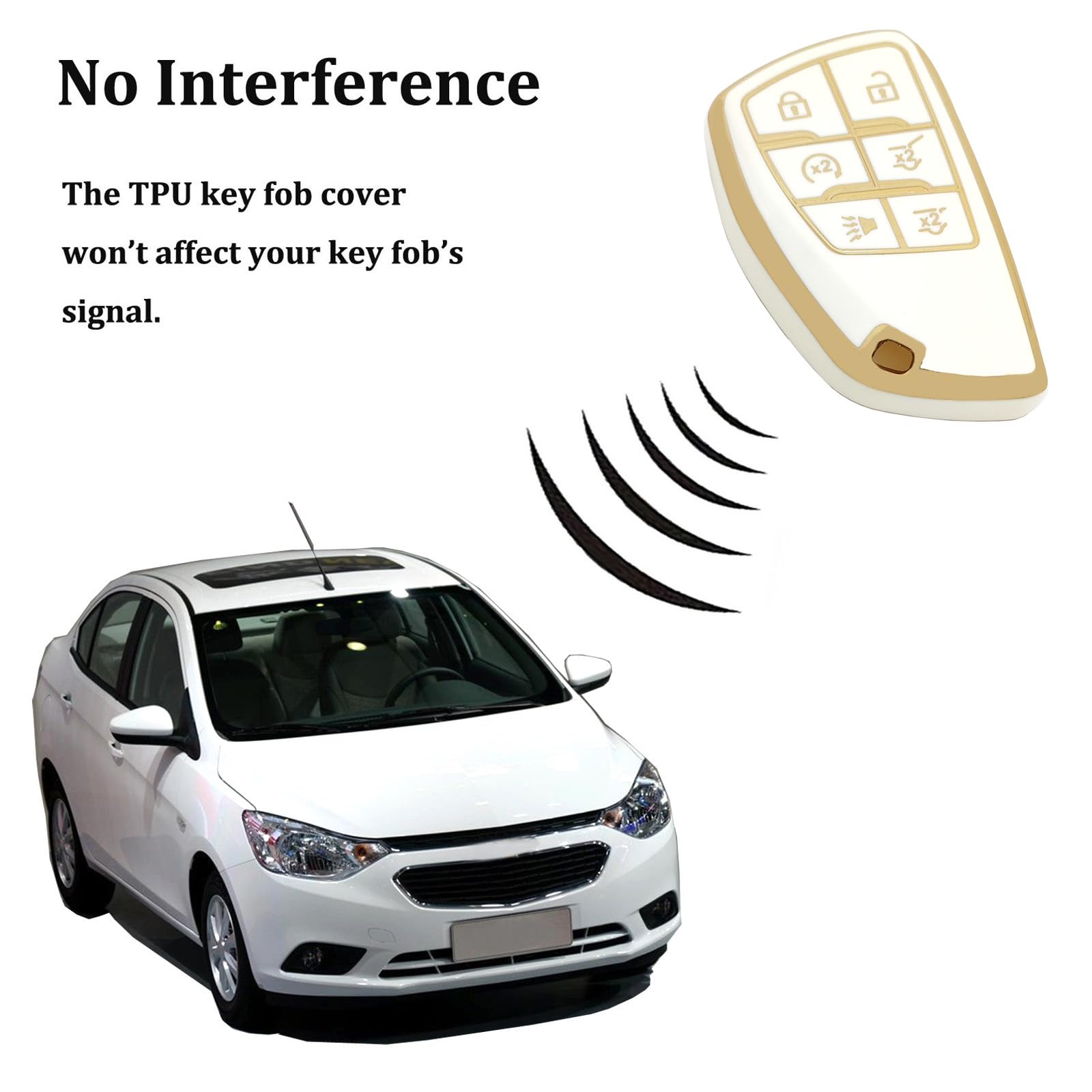 Arruweer 6 Buttons TPU Key Fob Cover Fit for Chevy 2021-2023 Suburban Tahoe GMC Yukon Buick Encore Avenir Key Shell Protector Ho