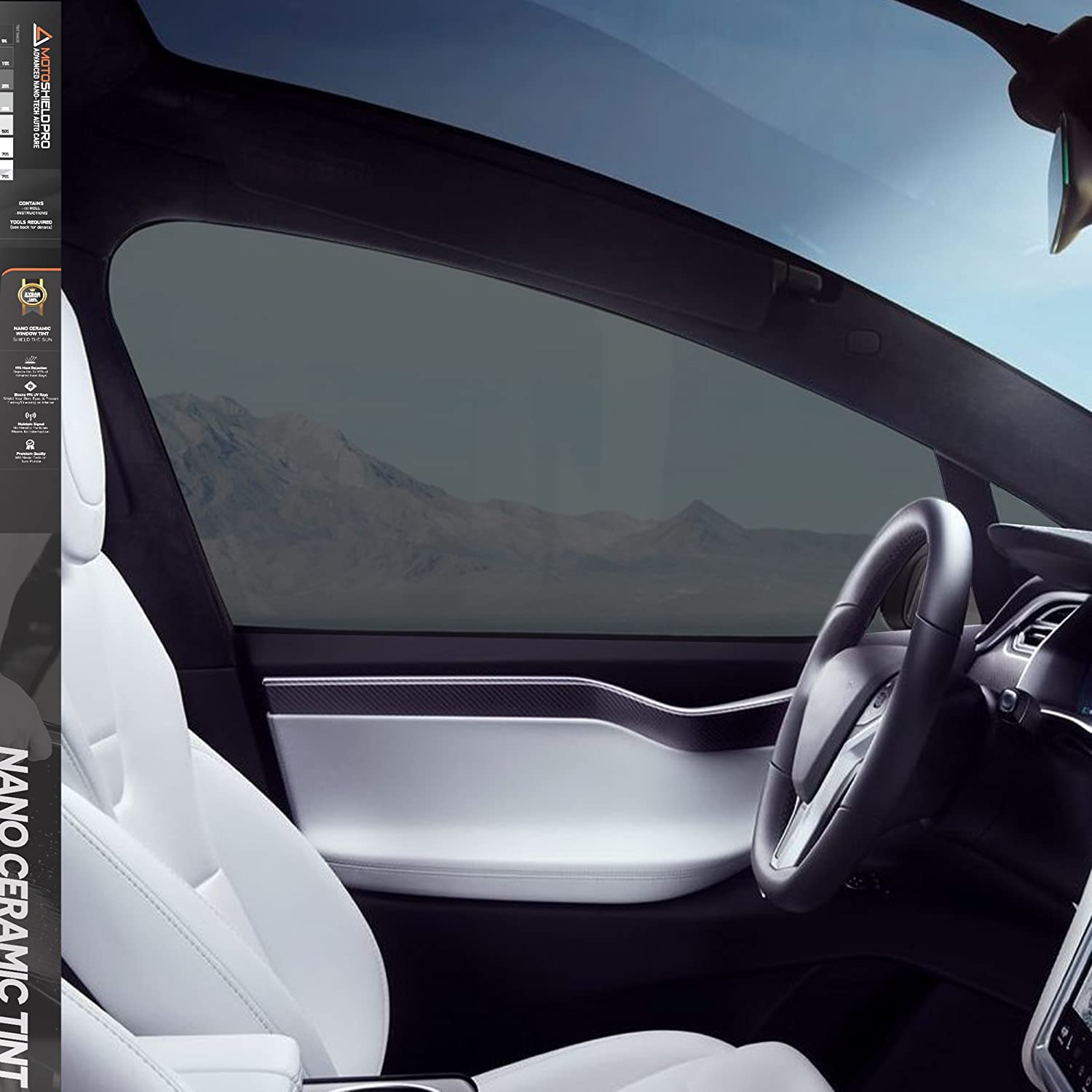 Diy-Motoshield Pro Premium Nano Ceramic Tint (25% Vlt) 36” In X 5’ Ft Roll | Professional Window Film For Auto, Reduce Infrared Heat & Block Uv By 99%
