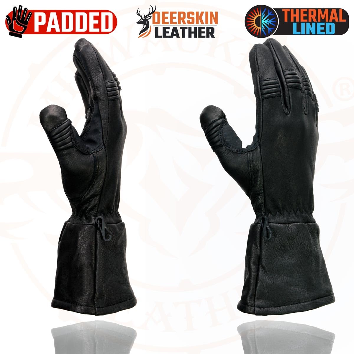 Milwaukee Leather G039 Men's Black Gauntlet Motorcycle Deerskin Long Cuff Thermal Lined Gloves - 2X-Large