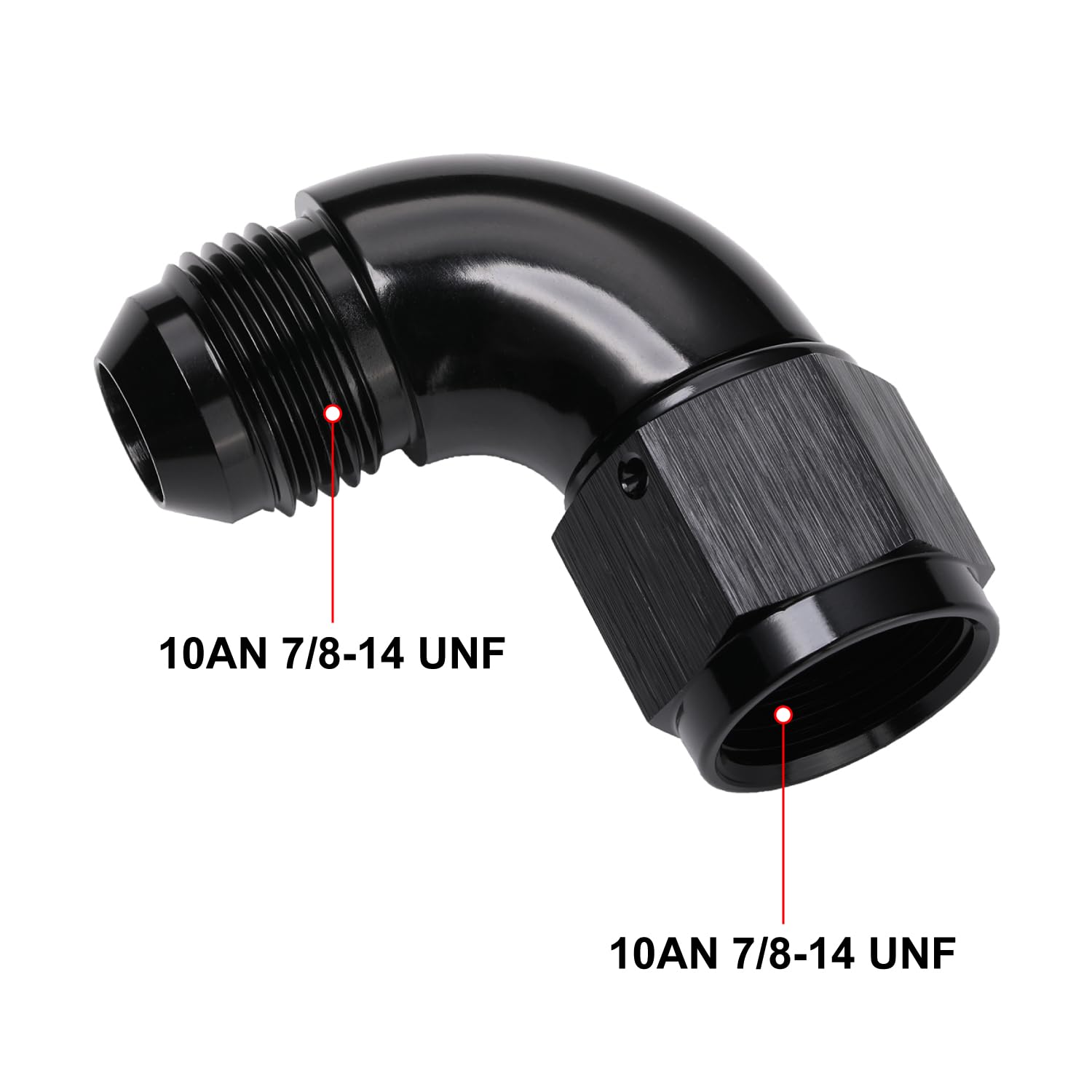 Podavelle 90 Degree 10An Male To 10An Female Swivel Full Flow Fitting Adapter Coupler Aluminum Black