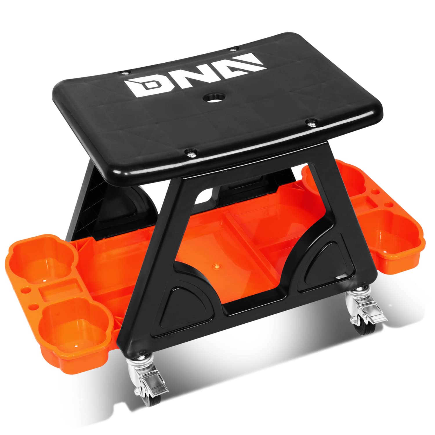 Dna Motoring Tools-00188 Mechanic Stool - 23'' X 13.5'' X 10.5'' (L X H X W), Rolling Work Seat W/Lockable Swivel Wheels And Sto