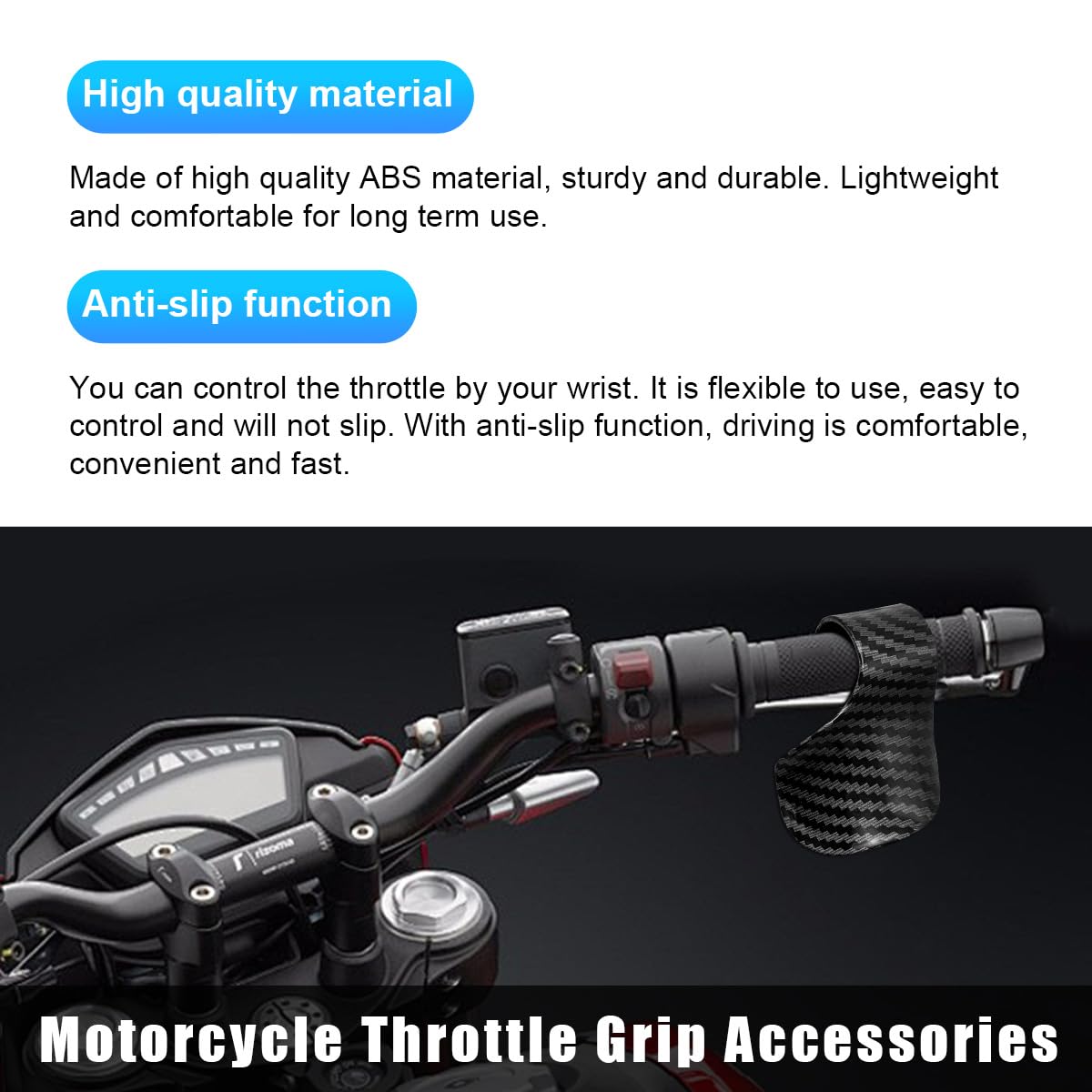 Suvnie Carbon Fiber Motorcycle Cruise Control - 2 PCS Throttle Mounted Holder for Handlebar, Electric Bike & Scooter Accessories