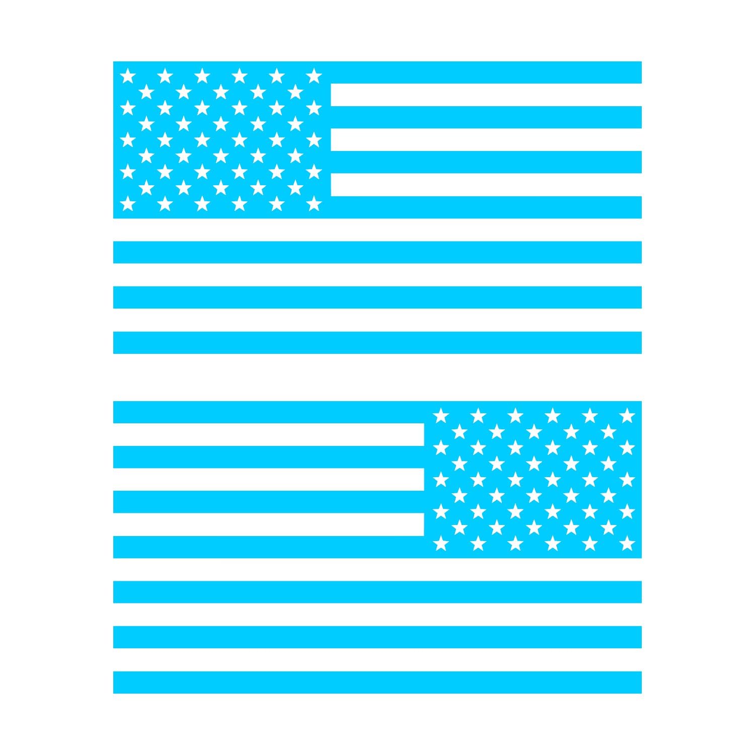 American Us Flag [Pick Color/Size] Vinyl Decal Sticker For Laptop/Car/Truck/Window/Bumper (10In Subdued Pair, Matte Light Blue)