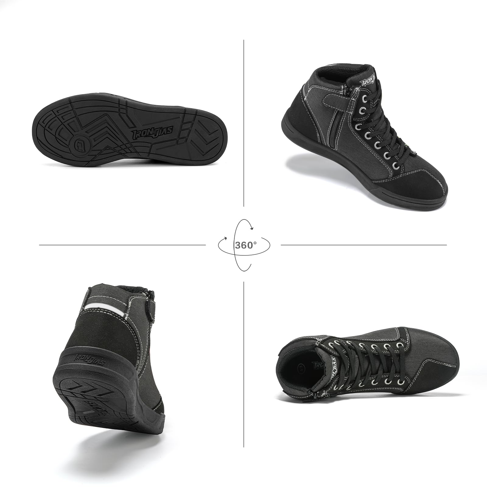 Iron Jia'S Motorcycle Shoes Men Streetbike Casual Accessories Breathable Protective Gear Powersport Anti-Slip Footwear Black 11
