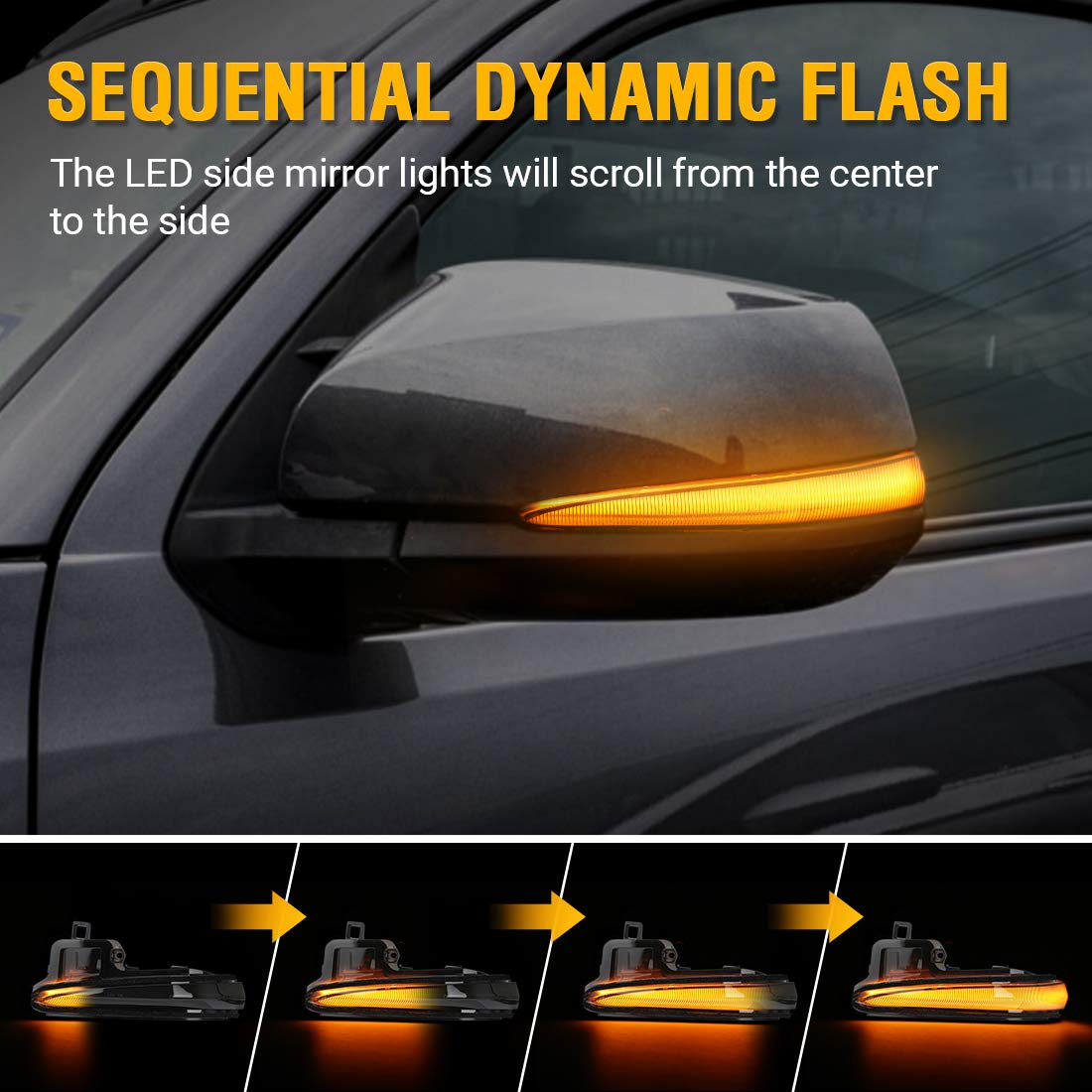 Suparee Led Side Mirror Turn Signal Lights, Sequential Dynamic Indicator Strip Fit For 2016-2021 Tacoma, 2019-2021 Rav4 Xa50, 20