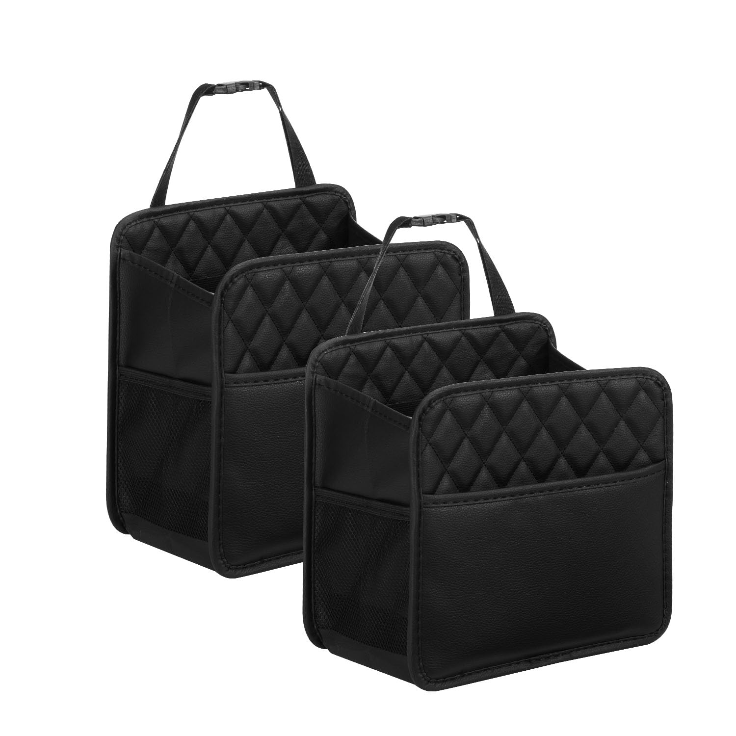 LXUNYI Car Organizer Back Seat, 2 Pack Waterproof Pu Leather Car Seat Storage Bag Large Foldable Universal Hanging Car Seat Back