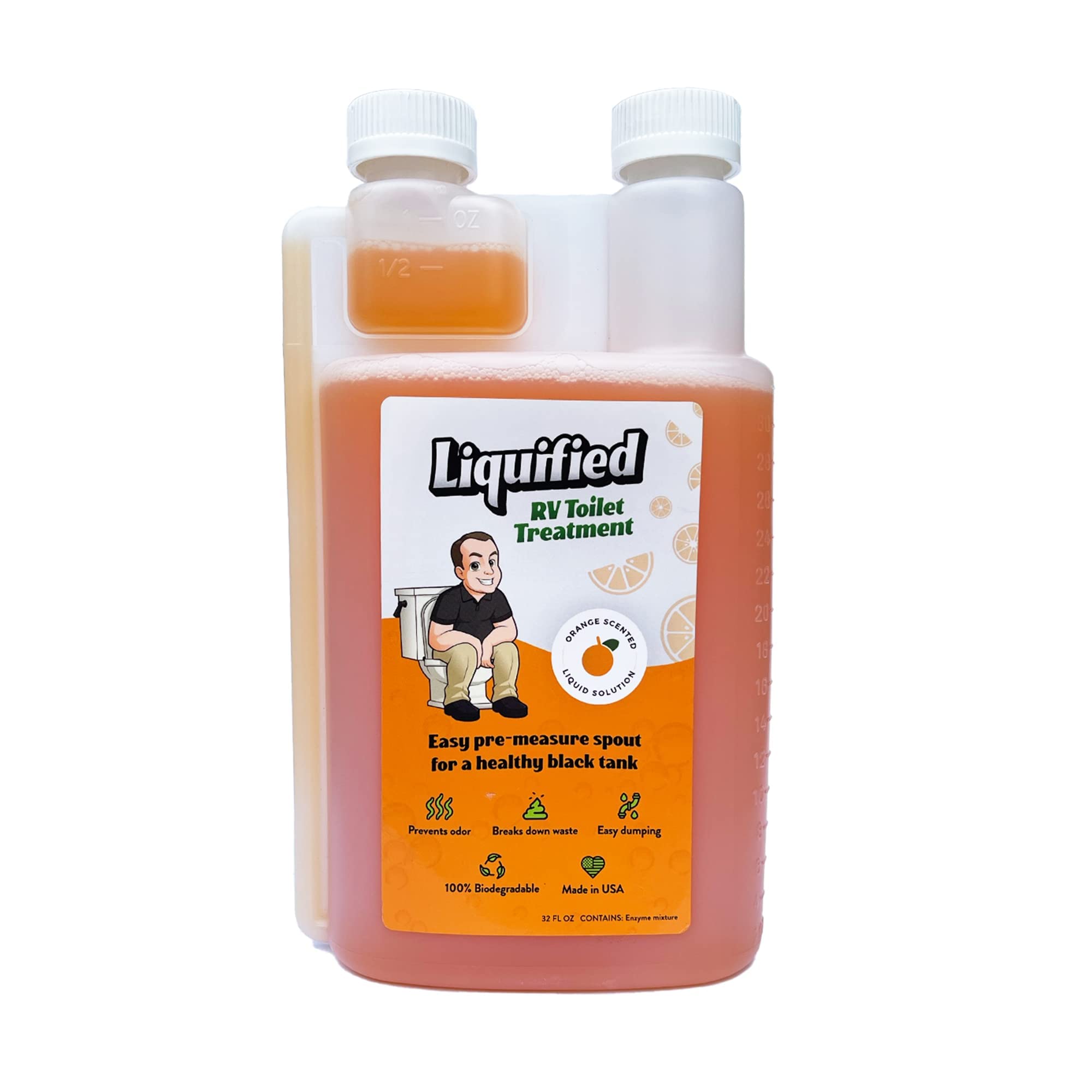 Liquified Rv Toilet Treatment - Black Holding Tank Digester - Odor Eliminator - Orange Scent - Matts Rv Reviews - 32 Treatments