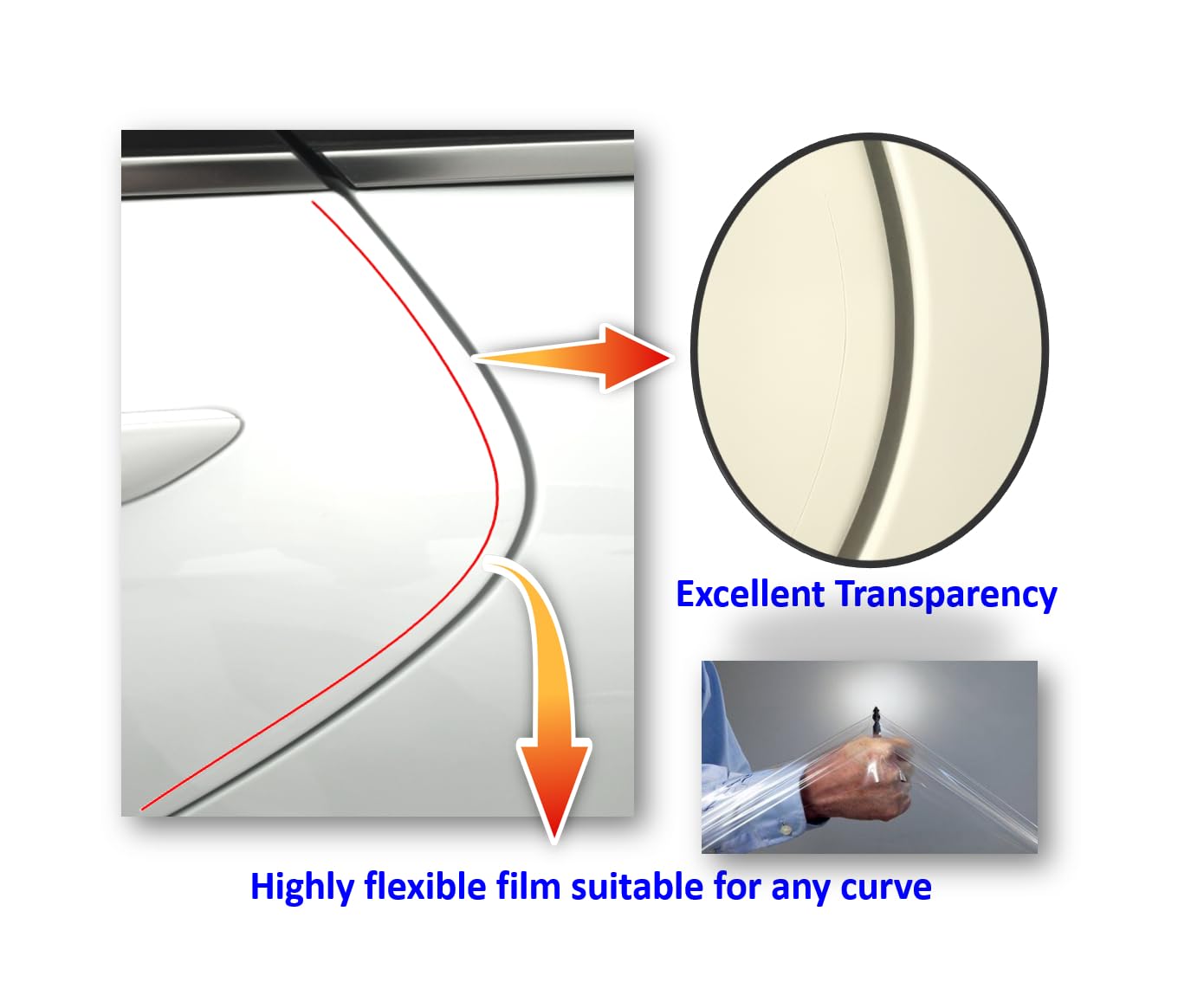 QLim 3M-Pro Car Door Edge Protector - Clear Paint Protection Film, Anti Scratch, Universal Fit, 0.5in x 36in, 4 Strips