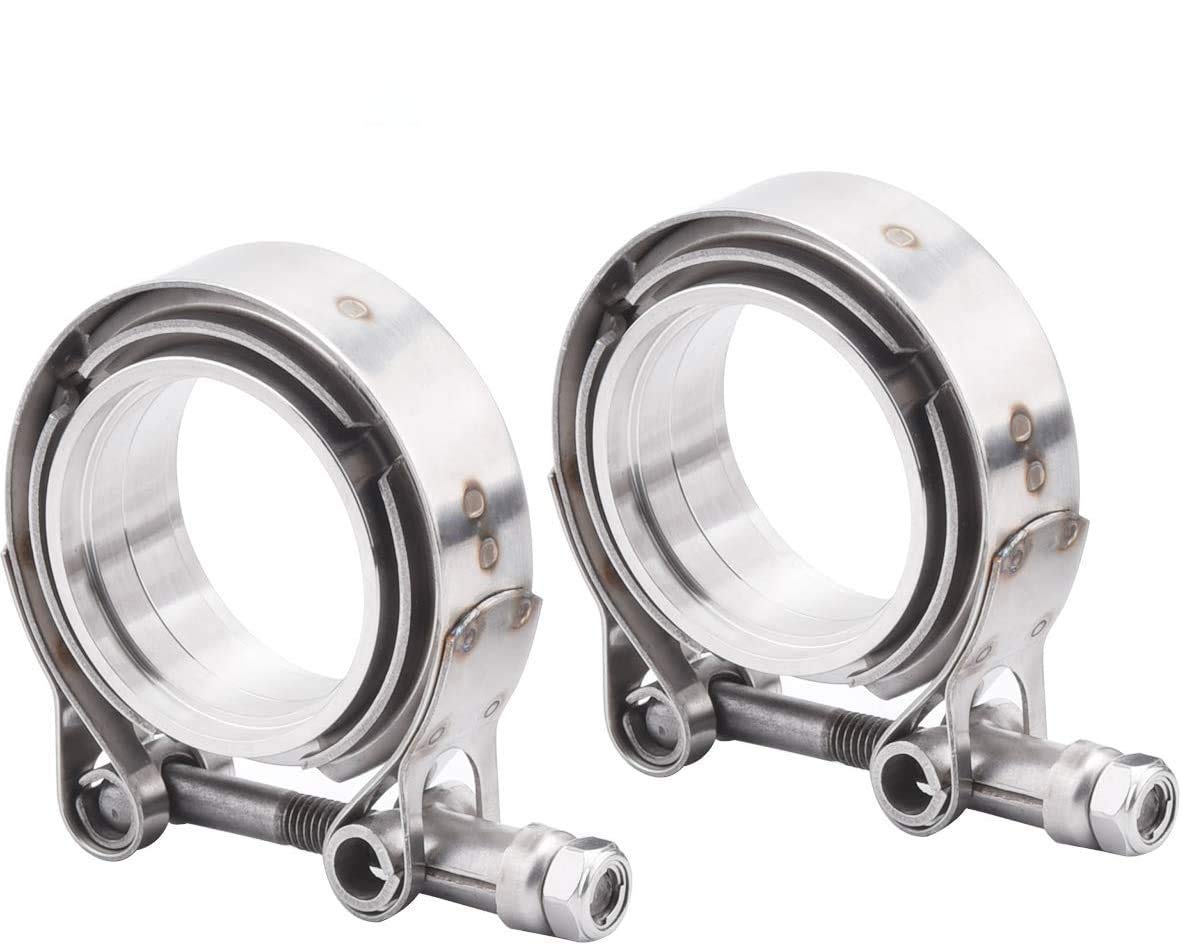 Sykrss 2.5'' Universal Stainless Steel V Band Clamp Flat Flange Kit Assembly (2.5Inch, 2Pcs)
