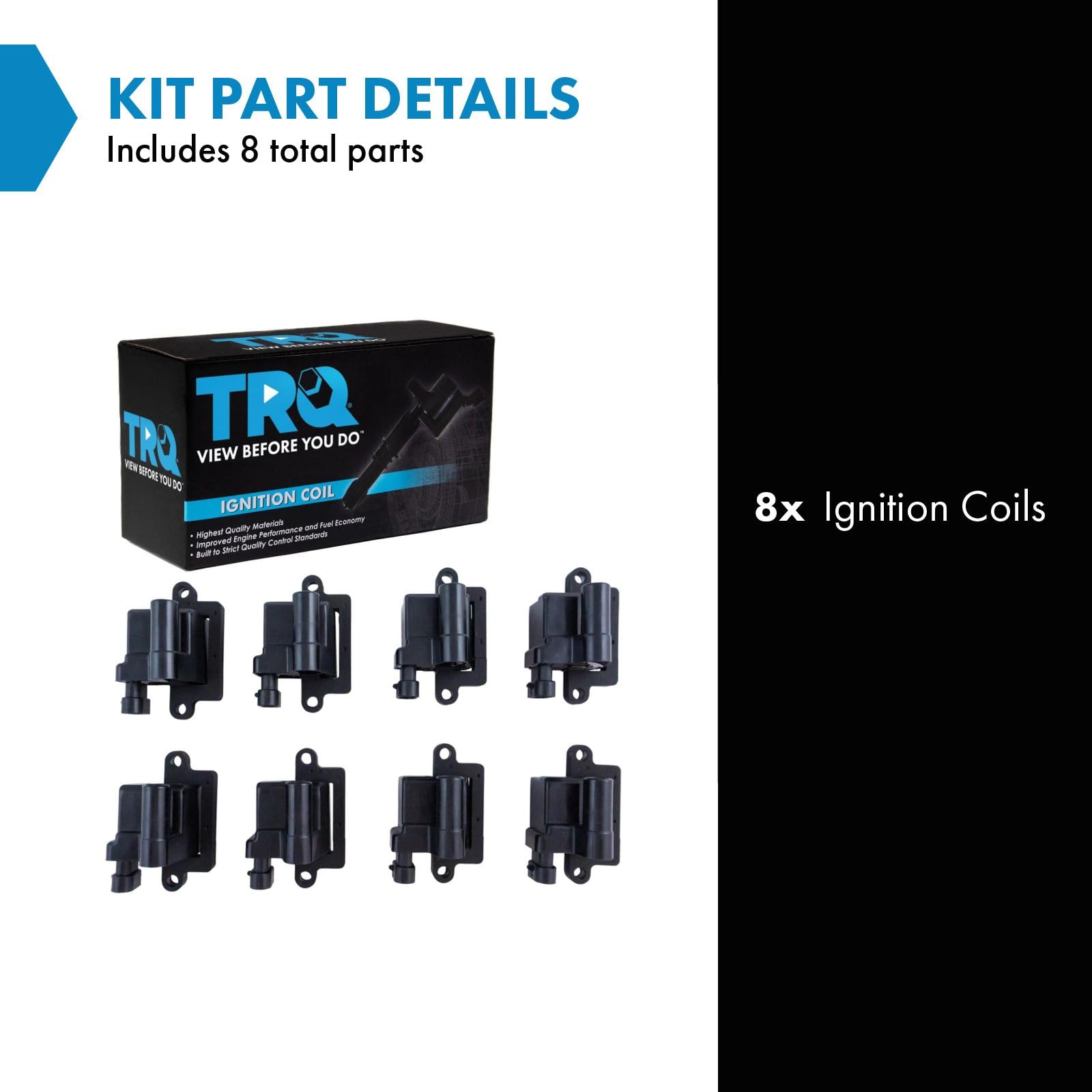 Trq Ignition Coil Set Compatible With 02-06 Cadillac 99-09 Chevrolet Gmc 03-07 Hummer 04-07 Isuzu 07 Workhorse