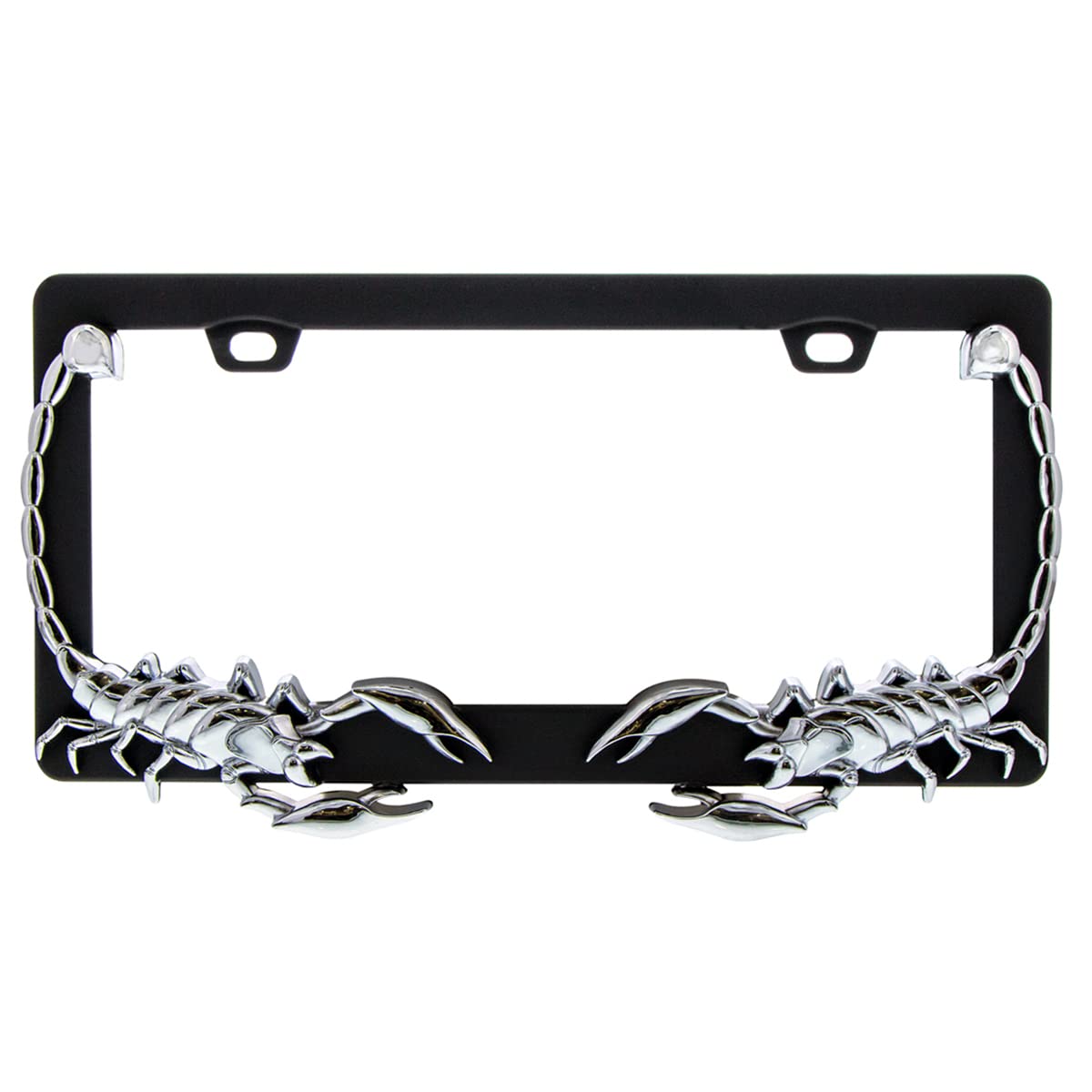 United Pacific Universal Die-Cast Metal, Chrome Scorpion License Plate Frame Holder For Cars, Trucks, Rvs, Semi, Car Accessories - 1 Unit