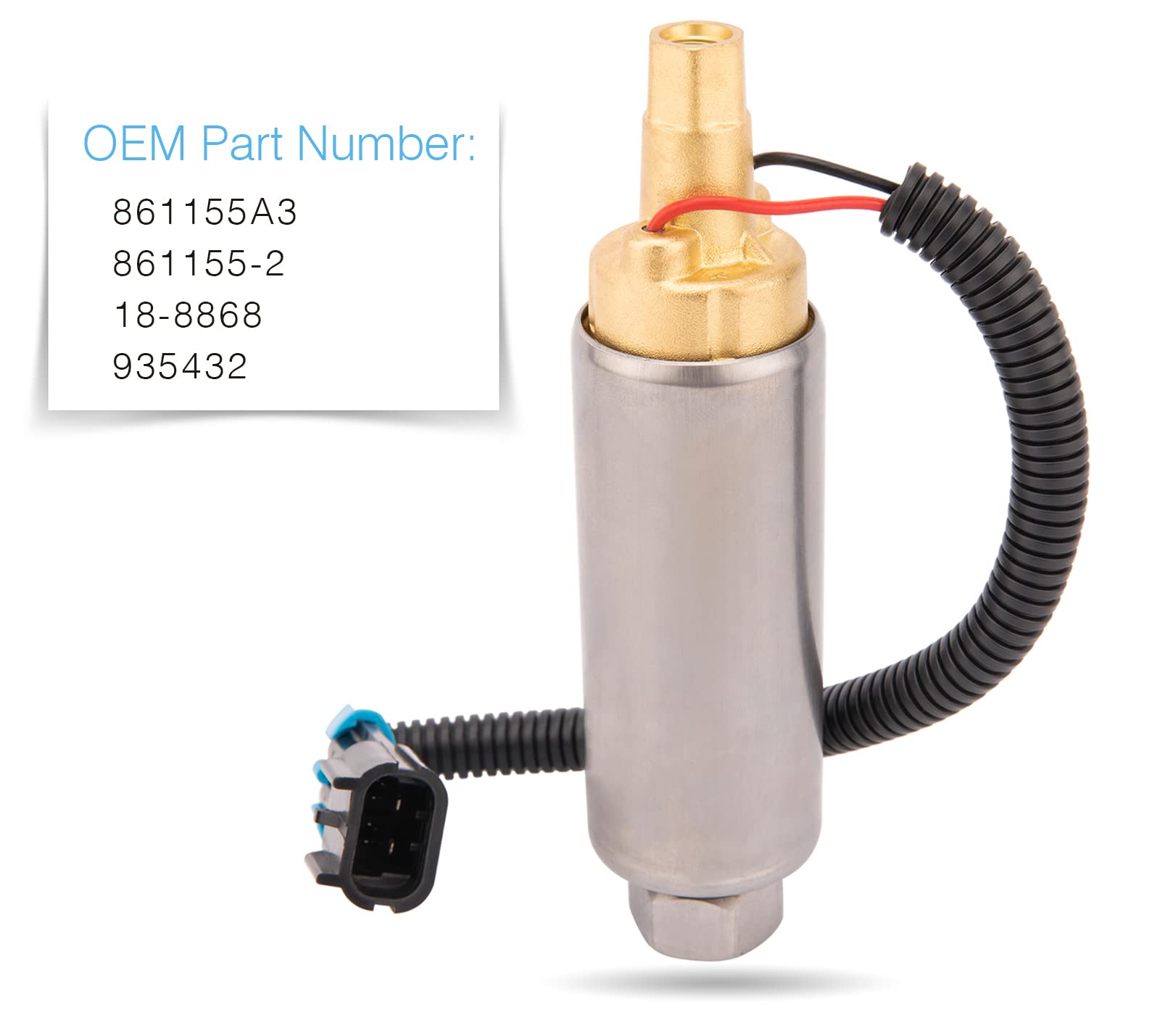 861155A3 Electric Fuel Pump For Mercury Mercruiser Marine Boat 4.3L 5.0L 5.7L V6 V8 Replaces Part# 861155A3 861155-2 18-8868 Low
