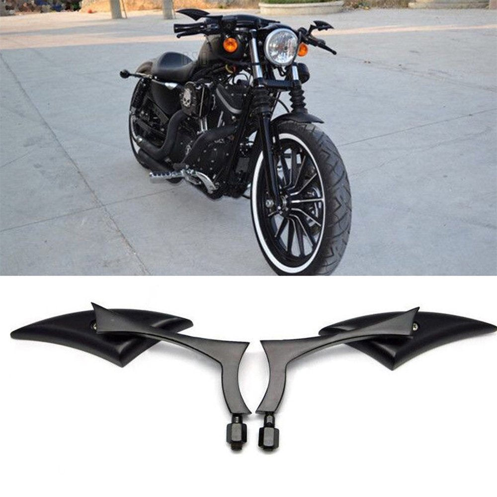 Black 8Mm/10Mm Motorcycle Spear Blade Rear View Side Mirrors For Cruiser Chopper Sportster Dyna Softail Street Bike Scooter Dirt Bike