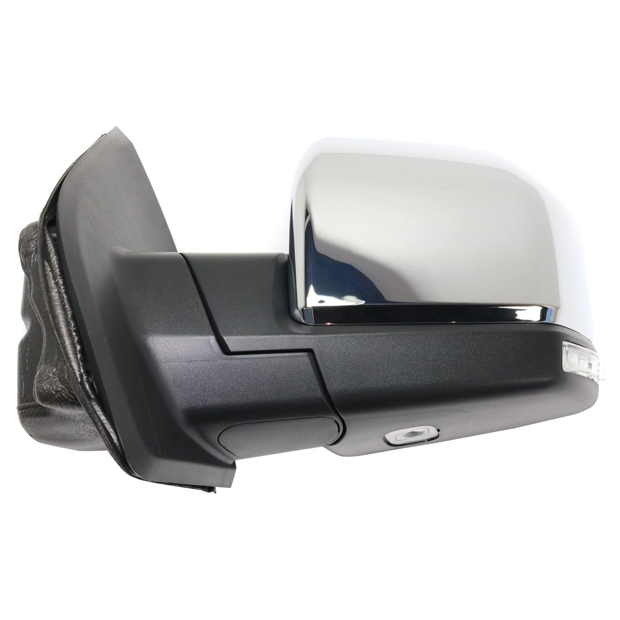 Kool Vue Left Power Heated Mirror for Ford F-150 2015-2017 Power Fold With Signal Light, Blind Spot Monitor, Memory & Puddle Lamp; Without Auto-Dimming Chrome
