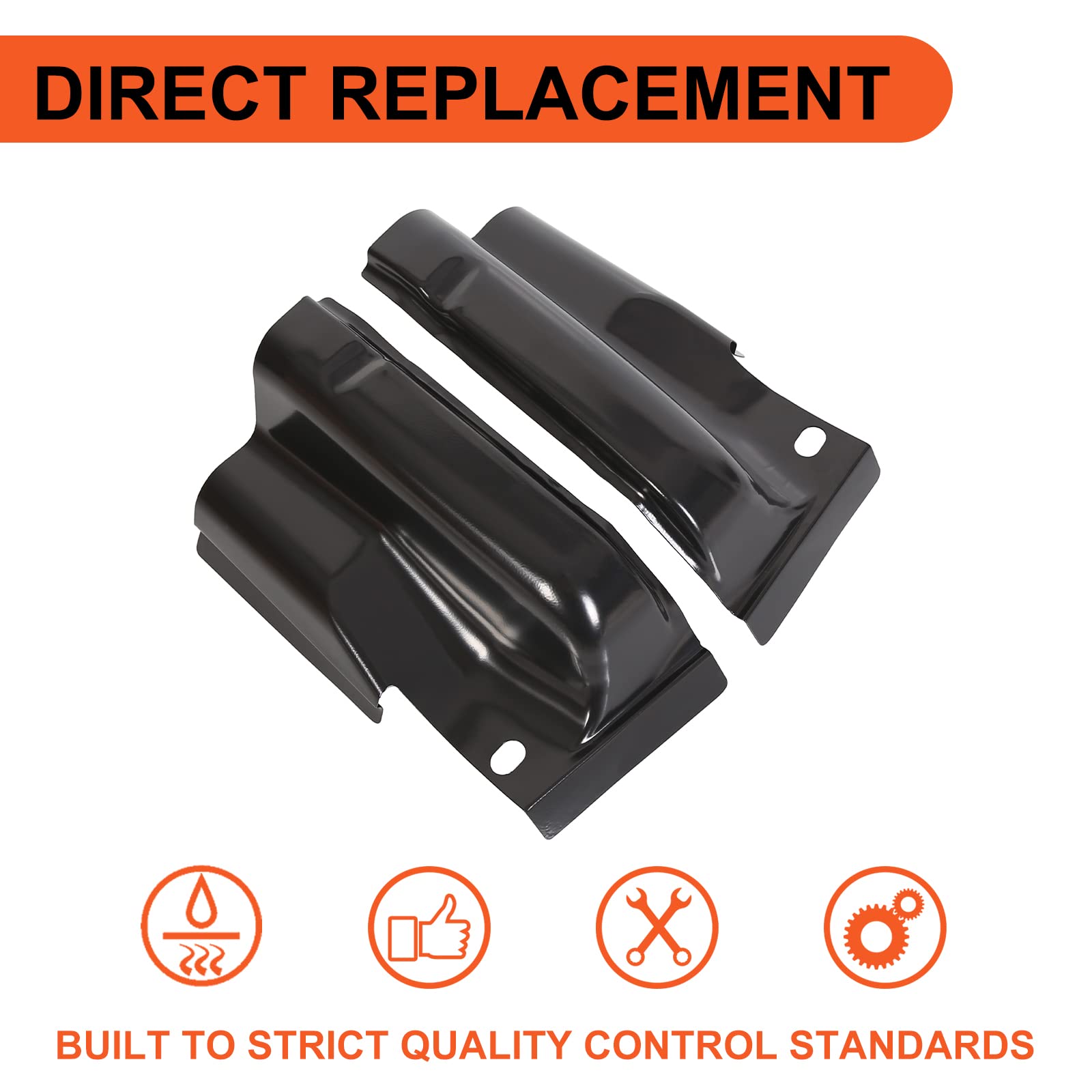 Ecotric Cab Corners Compatible With 2009-2014 Ford F150 Crew Cab Corner -1 Pair 2 Pcs Pickup Truck 4 Door Steel Matte Black