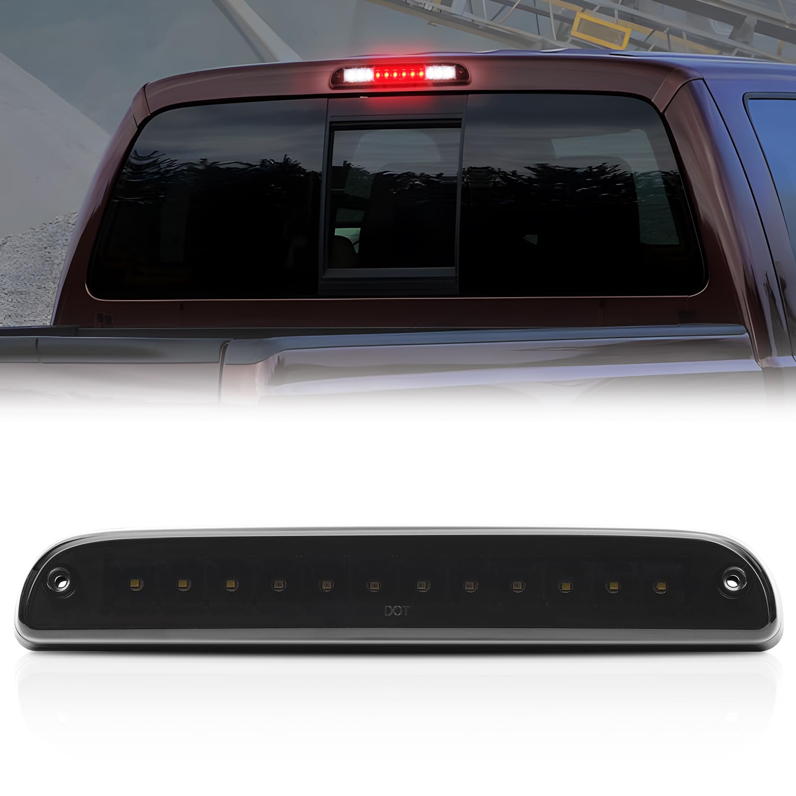 Led 3Rd Third Brake Light Compatible With 1999-2016 Ford F250 F350 F450 F550 Super Duty Ranger, Tail High Mount Stop Light Rear