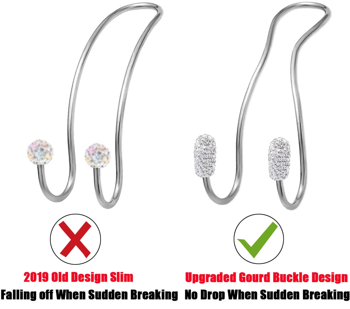 Mtgocha Car Bag Hooks, Cute Rhinestone Car Seat Hooks Hanger, Universal Car Headrest Hook For Purse Bag Metal Car Purse Holder H