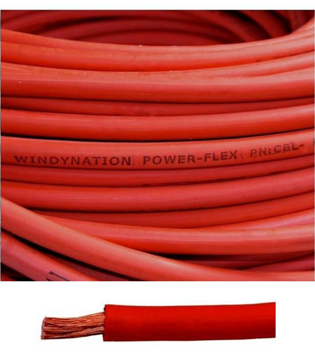 1/0 Gauge 1/0 AWG 10 Feet Red Welding Battery Pure Copper Flexible Cable Wire - Car, Inverter, RV, Solar