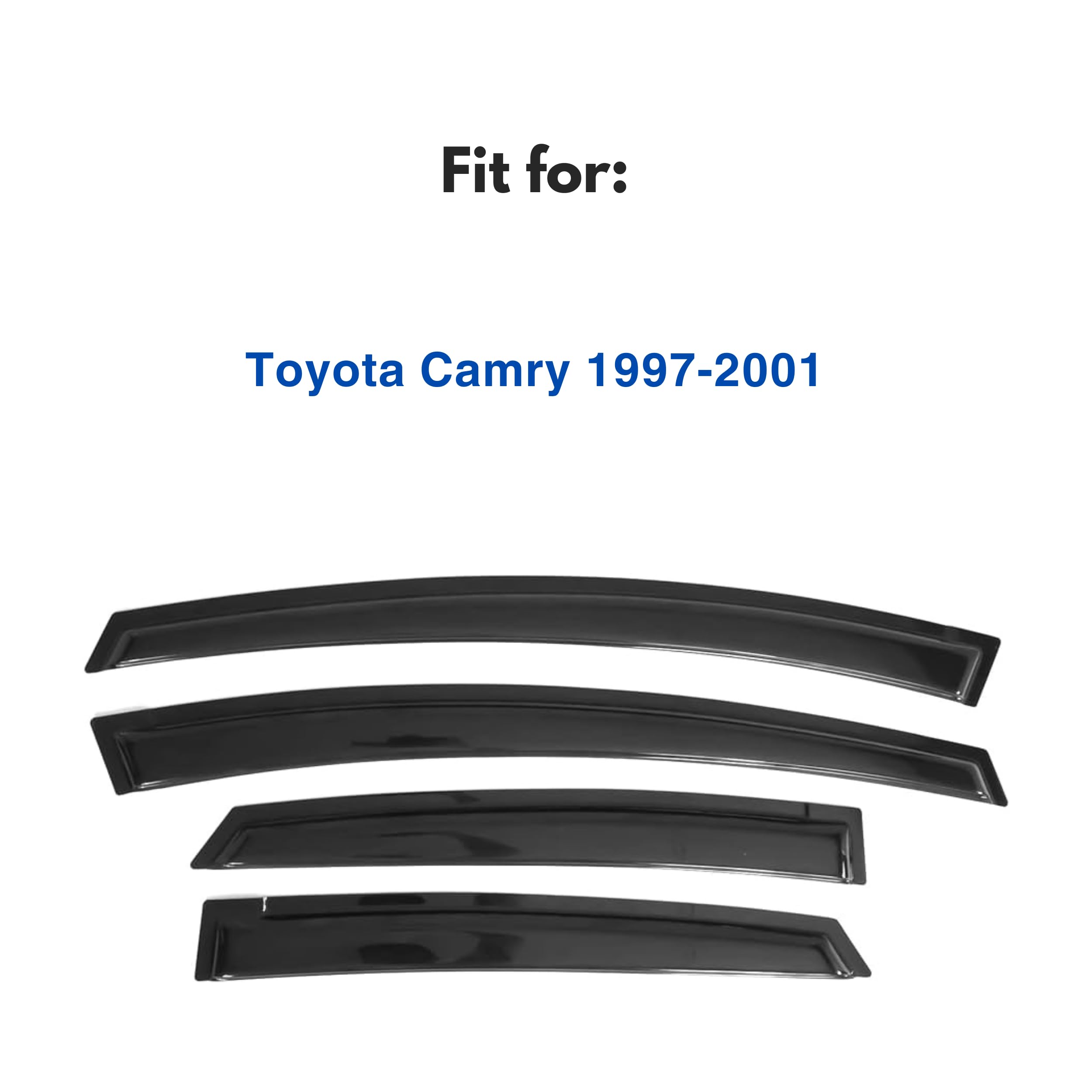 Ig Window Visor For Toyota Camry 1997-2001, Rain Guard Tape-On Extra Durable Sun Wind Side Vent Window Deflector Mugen Style, 19
