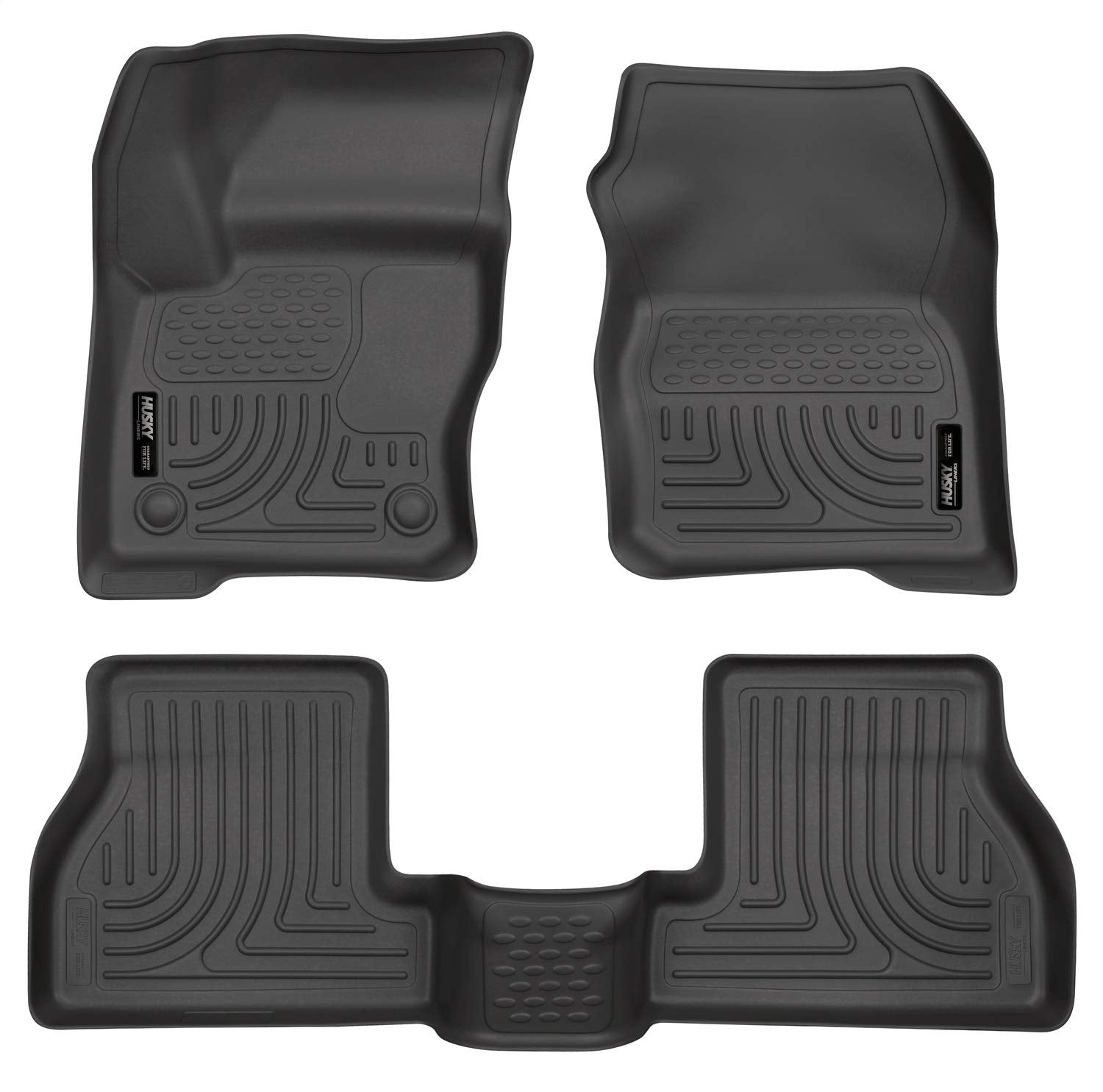 Husky Liners Weatherbeater Floor Mats | Fits 2012-2015 Ford Focus | Front & 2Nd Row, 3-Pc Black - 98771