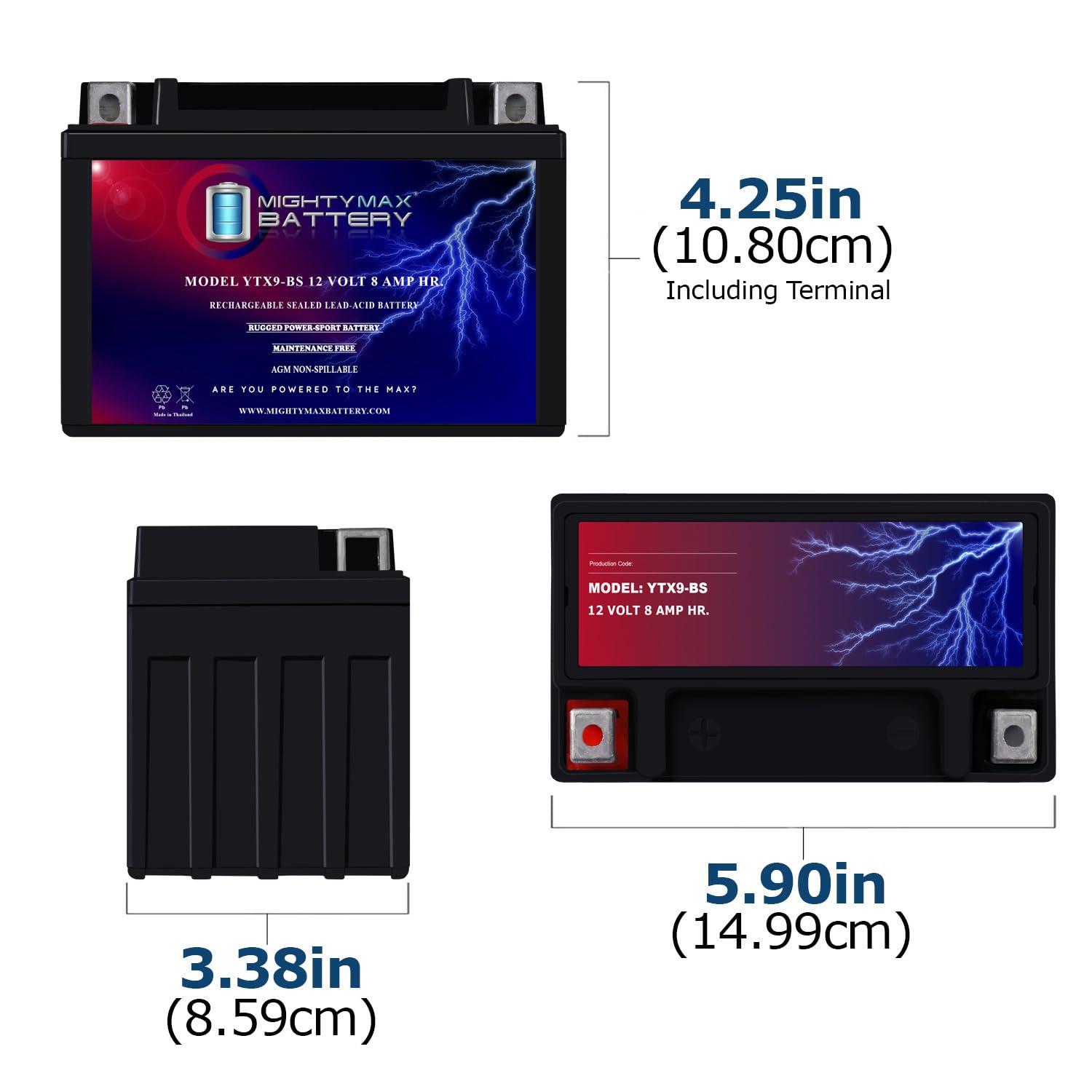 Mighty Max Battery Ytx9-Bs 12V 8Ah Replacement Battery Compatible With Honda Atv Trx300Ex Trx400Ex 300Ex 400Ex Cbr900R Rr - 6 Pa