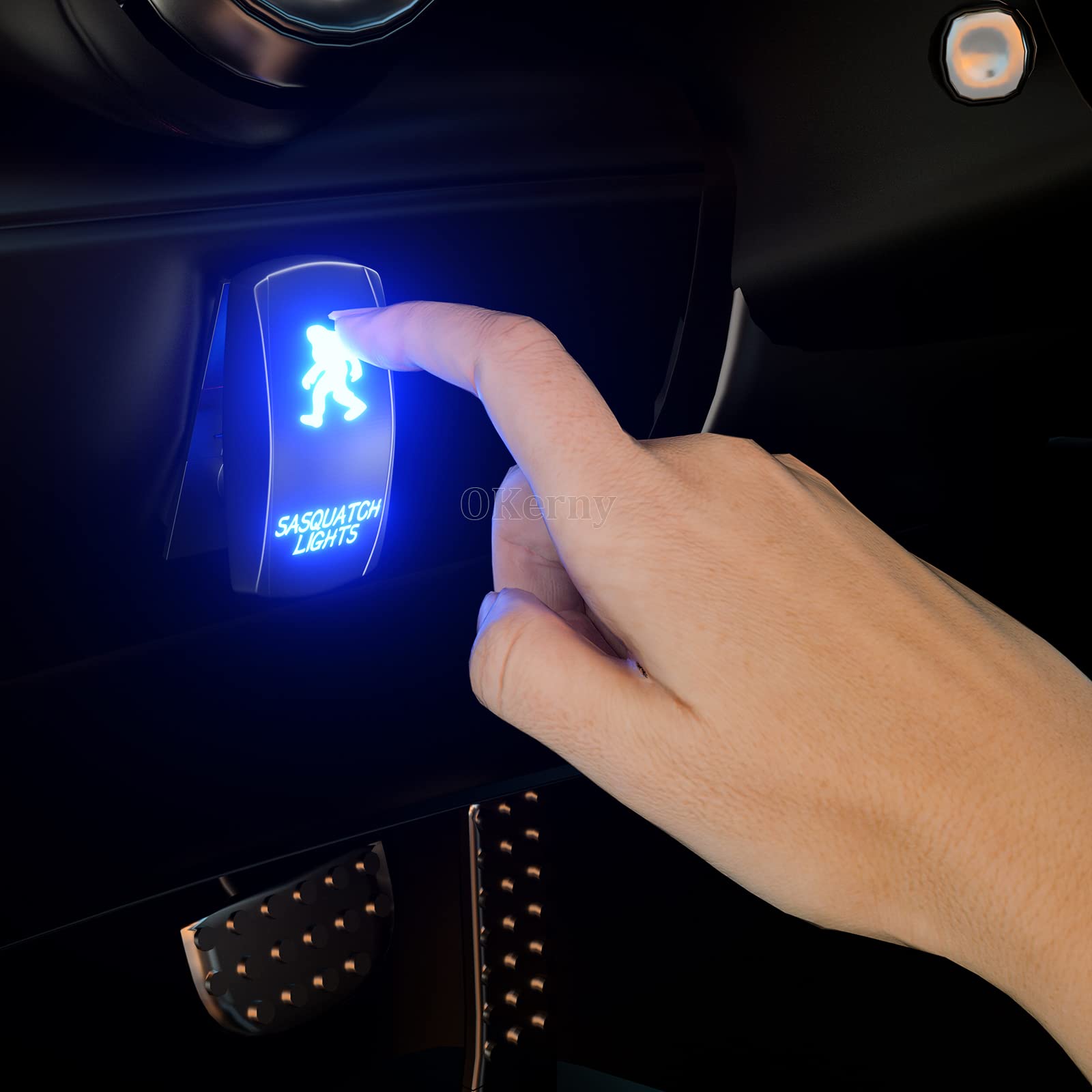 Okerny Rocker Switch Sasquatch Lights,Laser Etched Toggle Switch ON/Off SPST 5Pin 12V 24V Switch Jumper Wires for Cars Trucks Ca