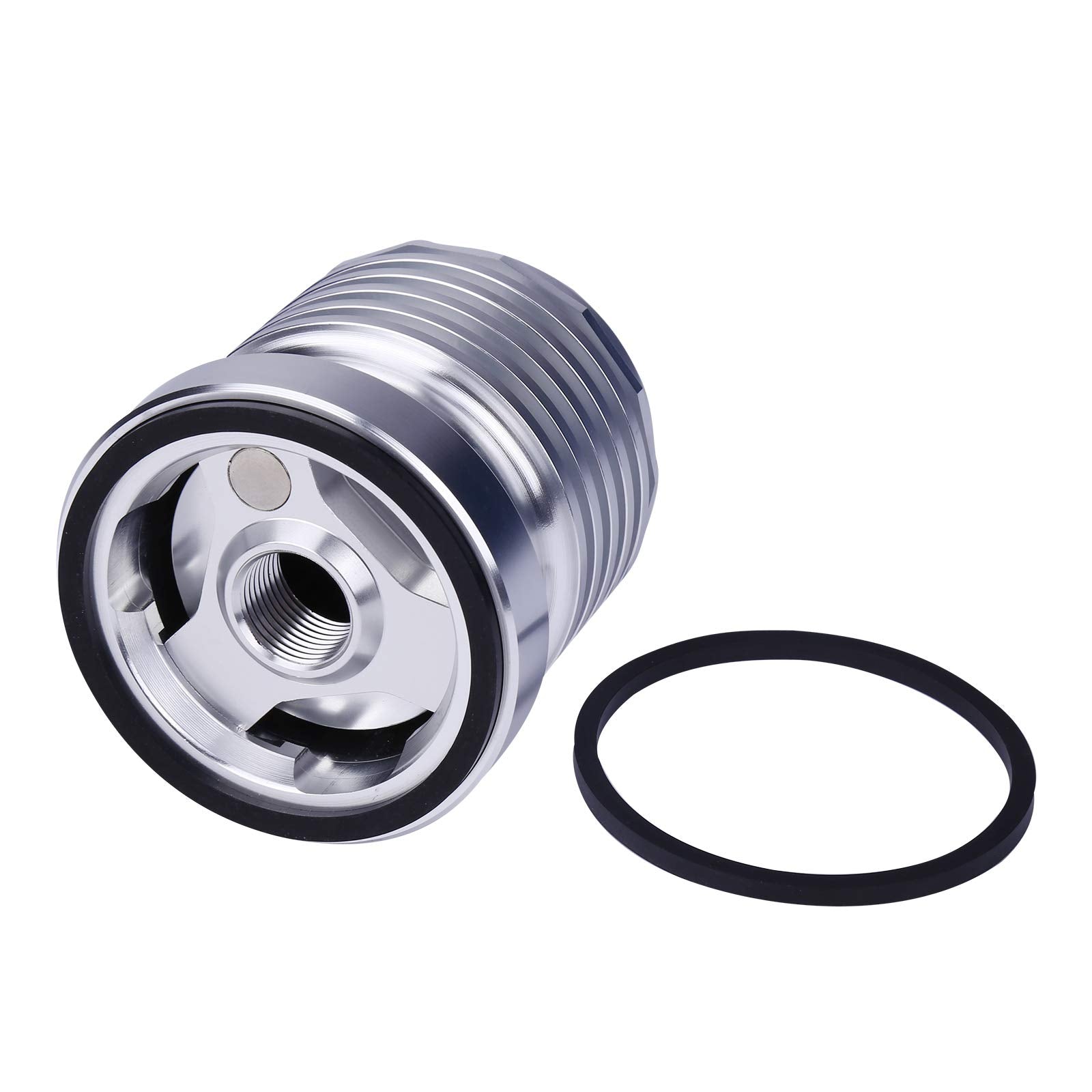 AZUMKA Motorcycle Racing Oil Filter - Stainless Steel, Reusable, Large Size, Fits Harley Davidson Touring Twin Cam, Silver