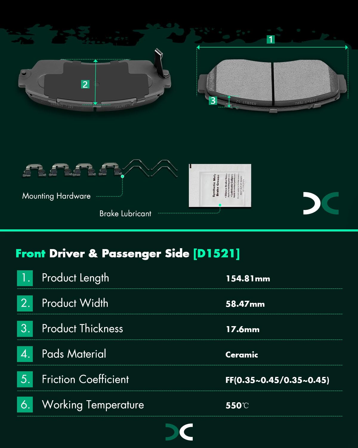 Scitoo D1521 D1086 Front Ceramic Rear Semi-Metal Brake Pads Sets Fit For Honda Accord Crosstour 2011,For Honda Crosstour 2012-20
