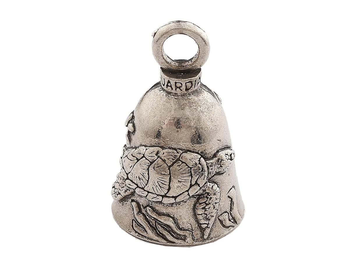 Guardian Bell Sea Turtle Good Luck Bell W/Keyring & Black Velvet Gift Bag | Motorcycle Bell | Lead-Free Pewter | Good Luck Gift To Friends & Family | Bike Bell | Made In Usa
