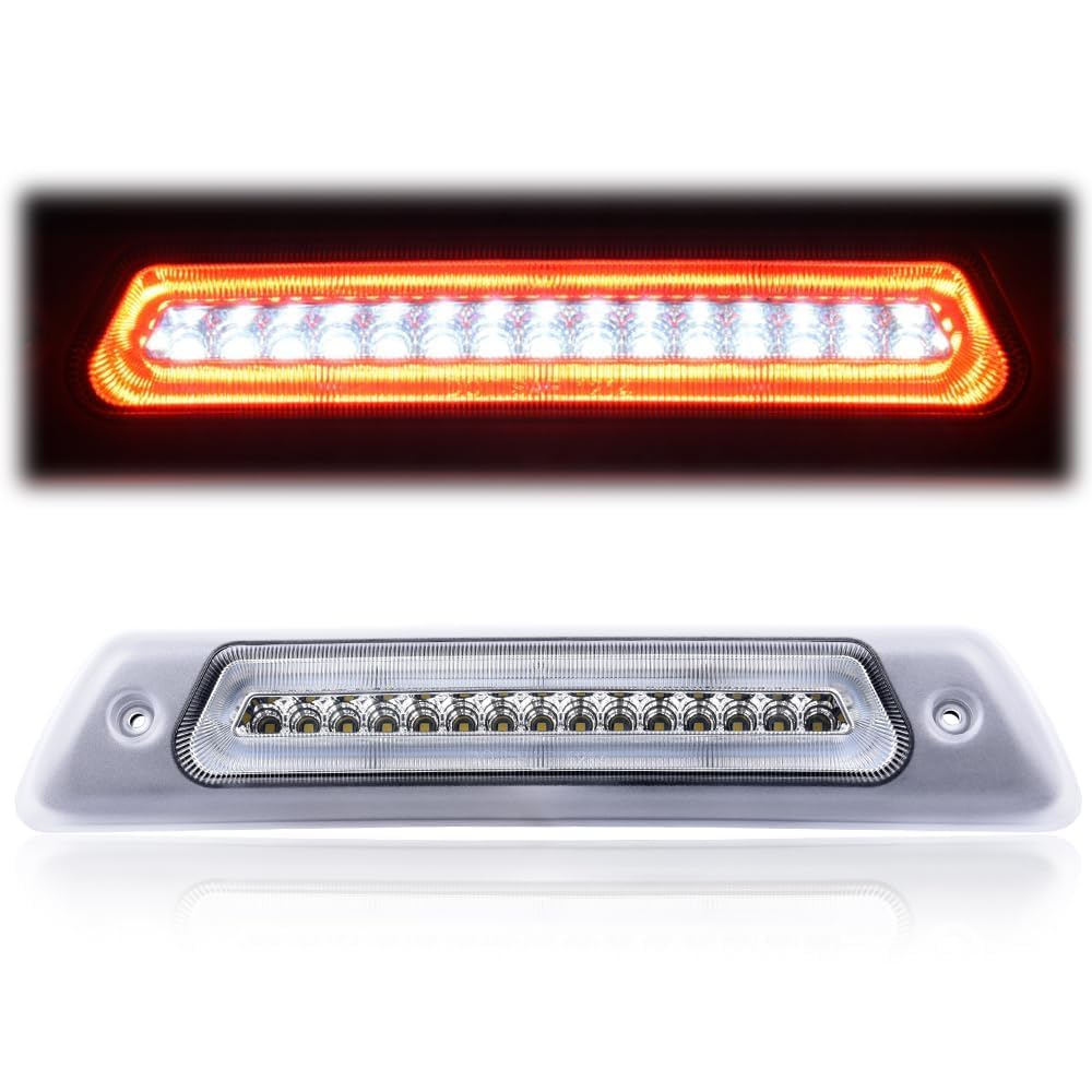 Cheda Third 3D Brake Lights, Compatible With 2009-2014 Ford F150 Optic Style, Chrome Lens Clear Housing Led Bar Tail Cargo Lamp,