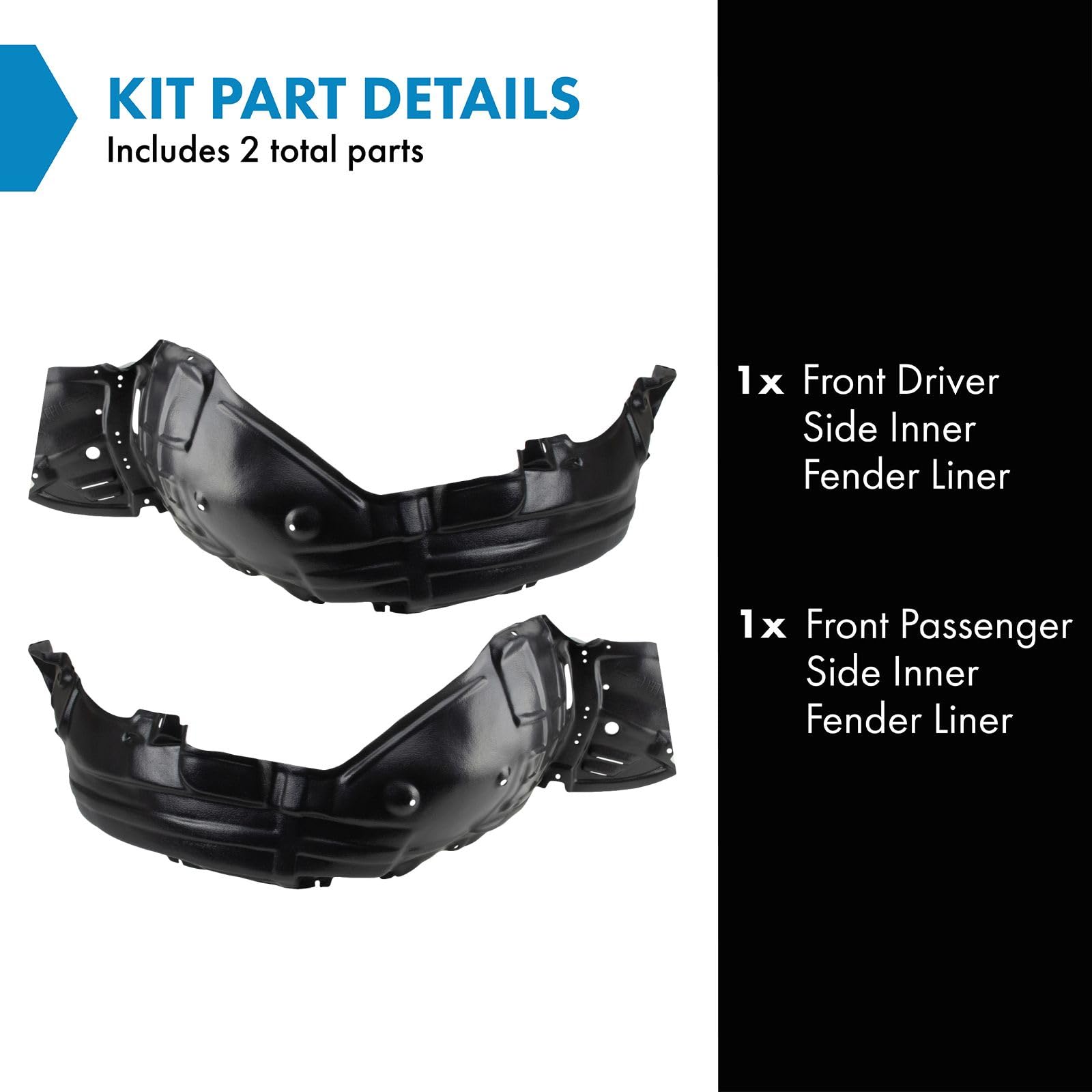 Trq Front Inner Fender Liner Set Compatible With 2006 Lexus Gs300 2006-2007 Gs430 2007 Gs450H Lx1250113 Lx1251113