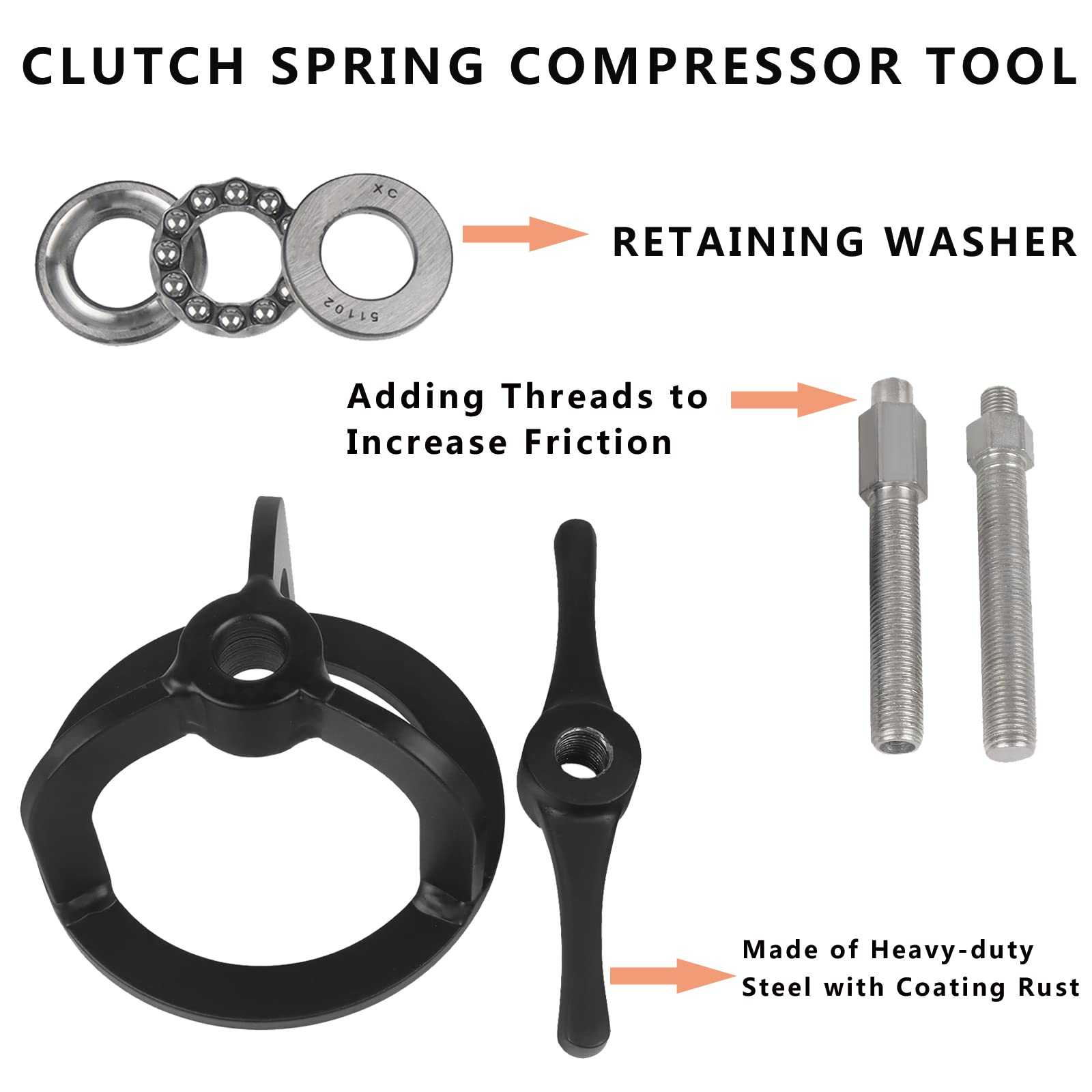 Worldmotop Clutch Spring Compressor Compression Tool Compatible With Harley 1340Cc Touring Softtail Sportster Dyna Xl Xlh 883 1200 48(Black)