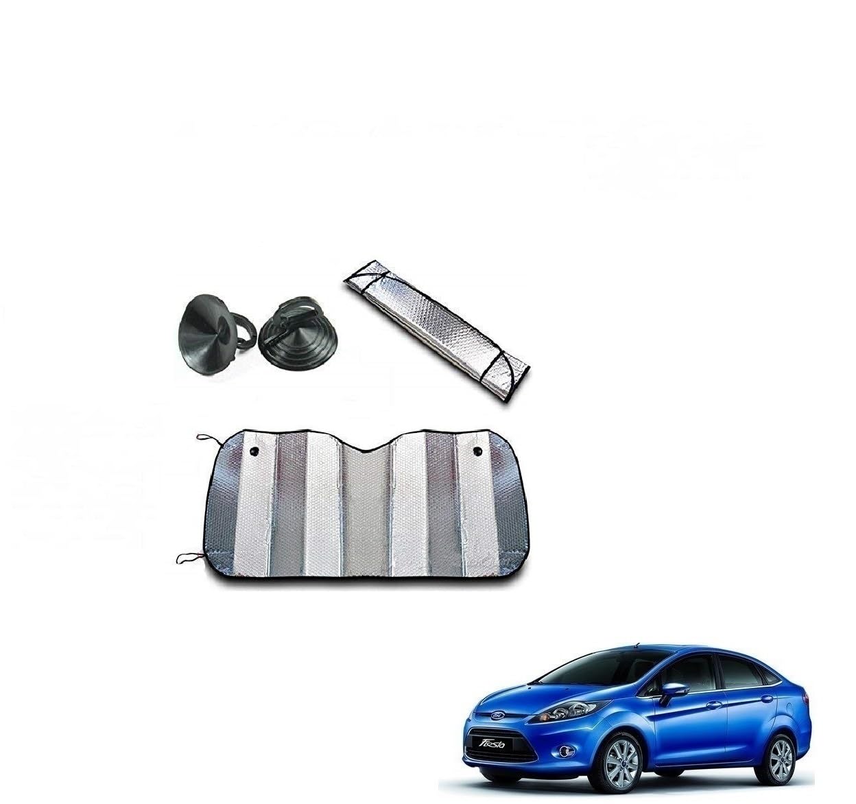 Kozdiko Car UV Protection Silver Foil Sunshade Film Windshield Visor Front Windshield Sunshade for Ford Fiesta New