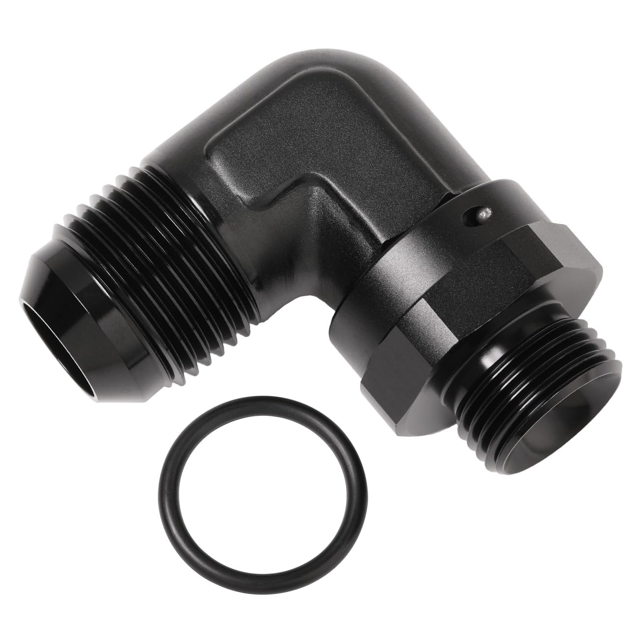 Podavelle 12An Male Flare To 10An -10 Orb O-Ring Boss 90 Degree Swivel Fitting Adapter Aluminum Black