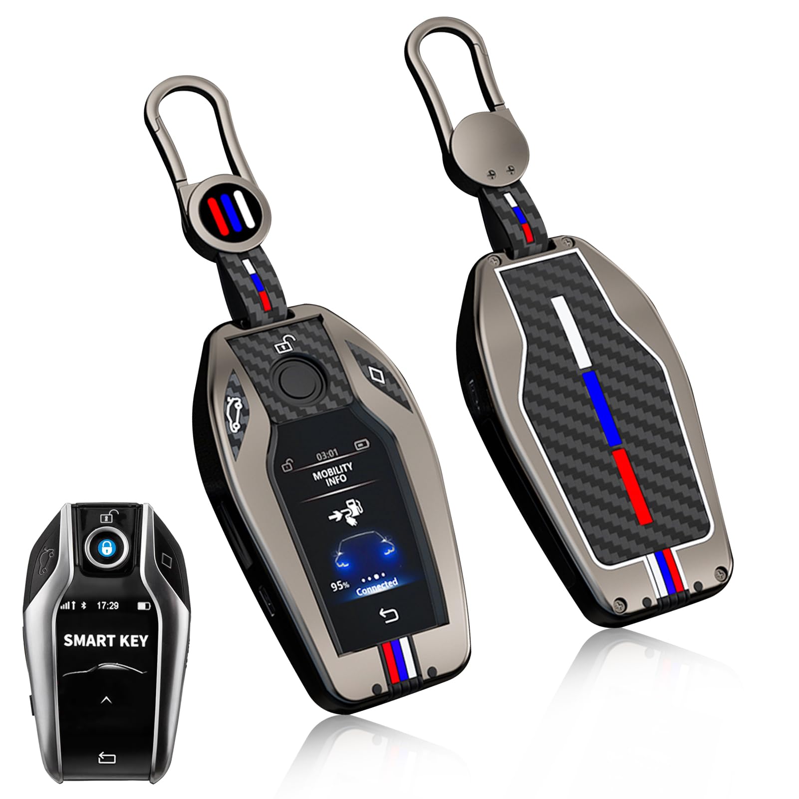 Jaronx Compatible With Bmw Key Fob Cover 5' G30 G31/6' G32/7' G11 G12/X3 G01/X4 G02/X5 G05/X7 G07/I8, Lcd Digital Touchscreen Sm