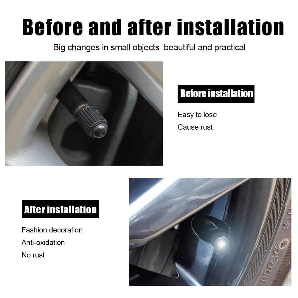 Car Tire Valve Stem Caps Metal Air Valve Cap for Accord Civic CR-V URV Pilot EX EX-L Trim Accessories,Corrosion and Wear Resista