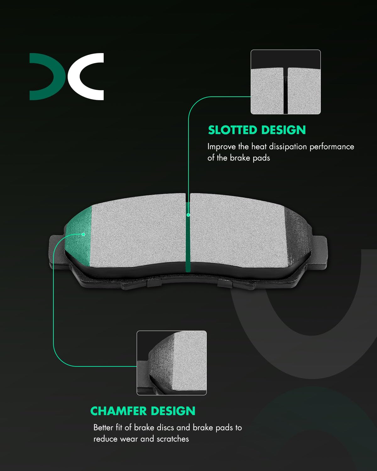 Scitoo D1089 Front Ceramic Brake Pads - Set Fit For Acura Rdx 2007-2012, Honda Accord & Cr-V 2007-2008, 2010-2011, Odyssey 2005-