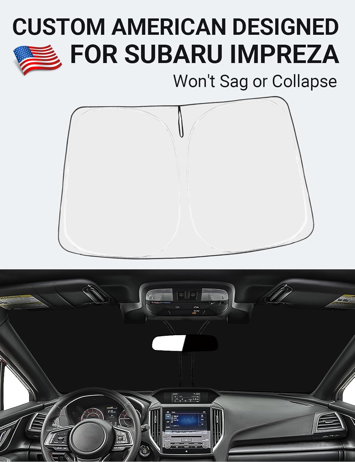 Proadsy 2025 Upgrade Front Windshield Sunshade Foldable Shade Sun Visor Protector Custom Fit 2015-2024 2025 Subaru Impreza Wrx Sedan, Base, Premium, Limited, Sti, Sti Limited, Accessories
