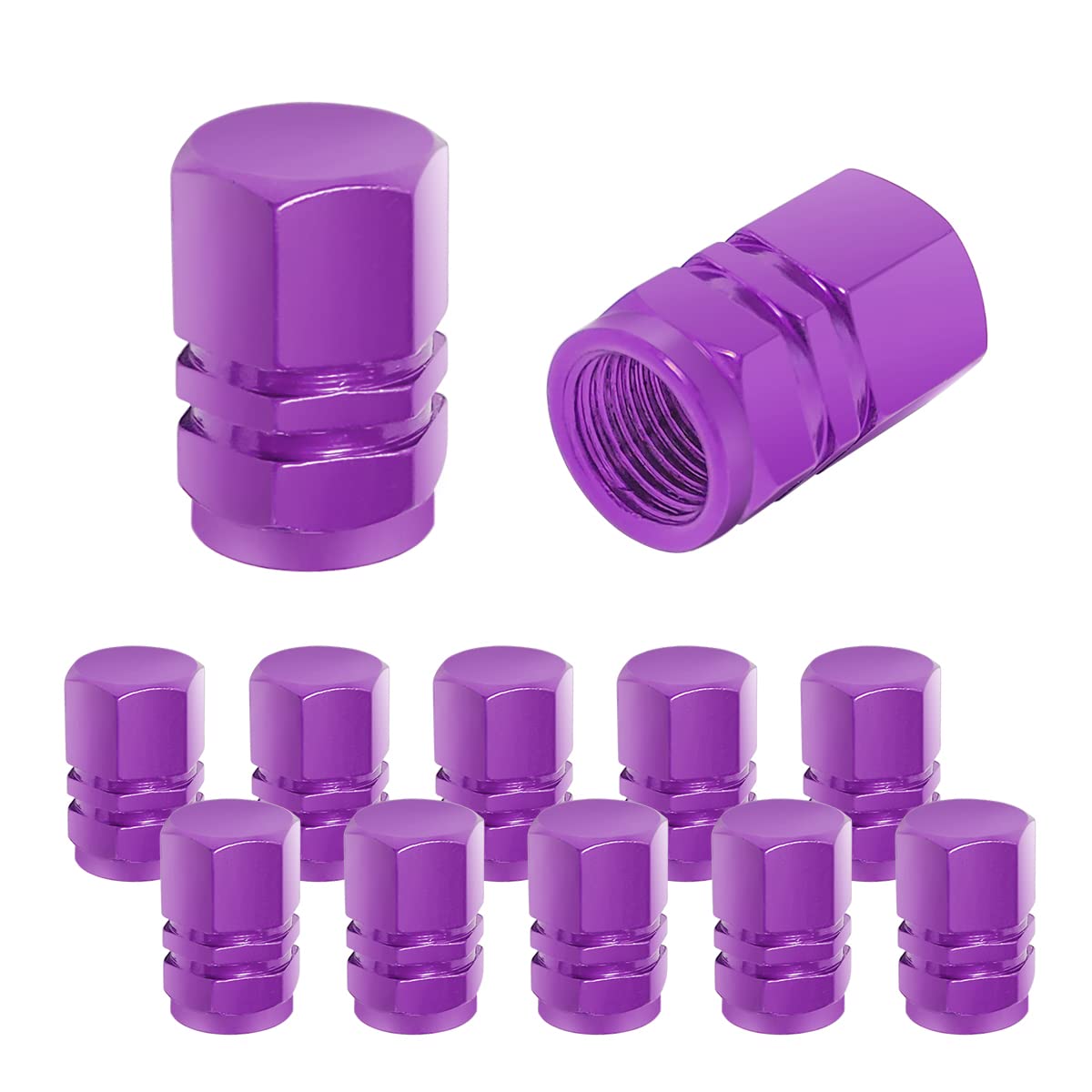 YALOK 12 PCS Purple Car Tire Valve Stem Caps - Airtight Universal Covers for Cars, Bicycles, SUVs & Motorcycles - Great Accessories for Men & Women