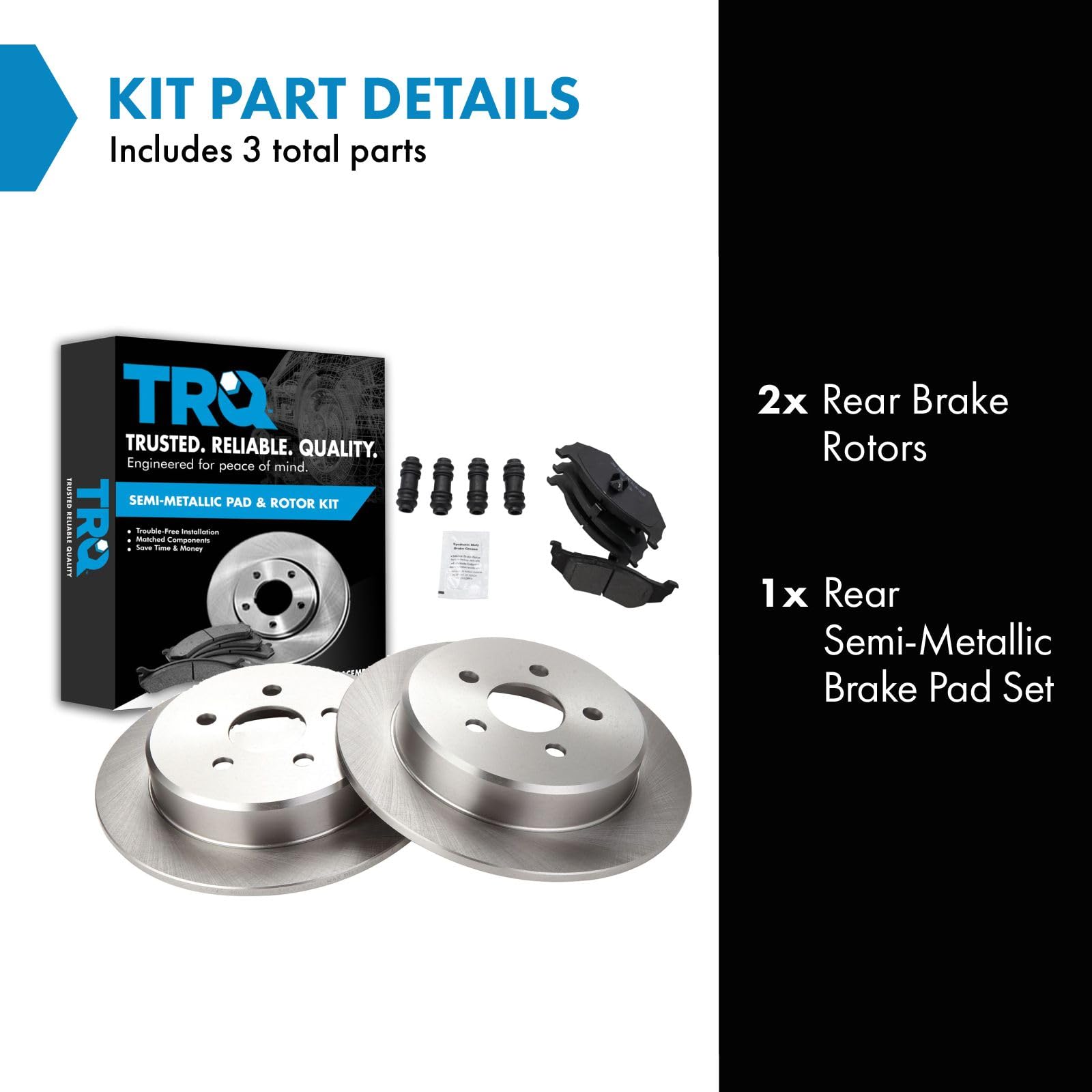 Trq Brake Pad & Rotor Semi Metallic Rear Kit For Chrysler Dodge Plymouth
